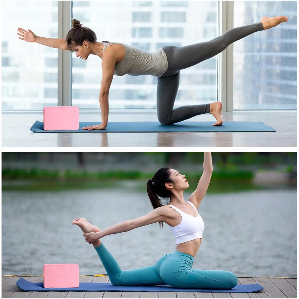 Flintronic Lot de 2 Briques Yoga EVA Haute Densité 23x15x8cm pour Pilates Étirement Méditation