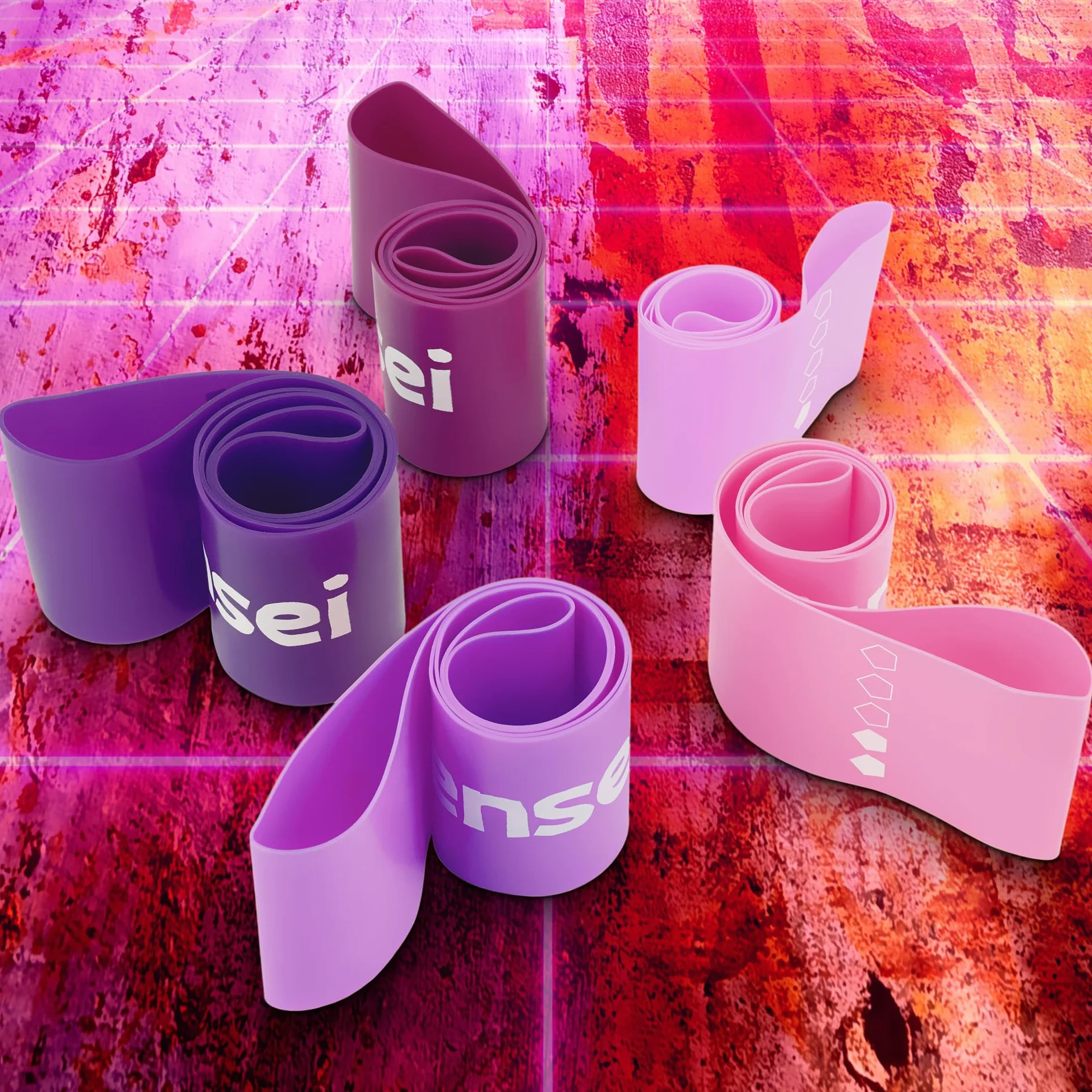 SENSEI Bandes Élastiques Set 5 Bandes de Résistance Latex Naturel Niveaux Entraînement Fitness Pilates