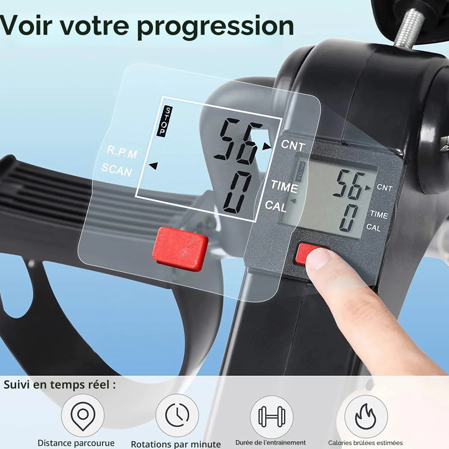 EVOLAND Mini vélo d'exercice pliant avec moniteur LCD et résistance