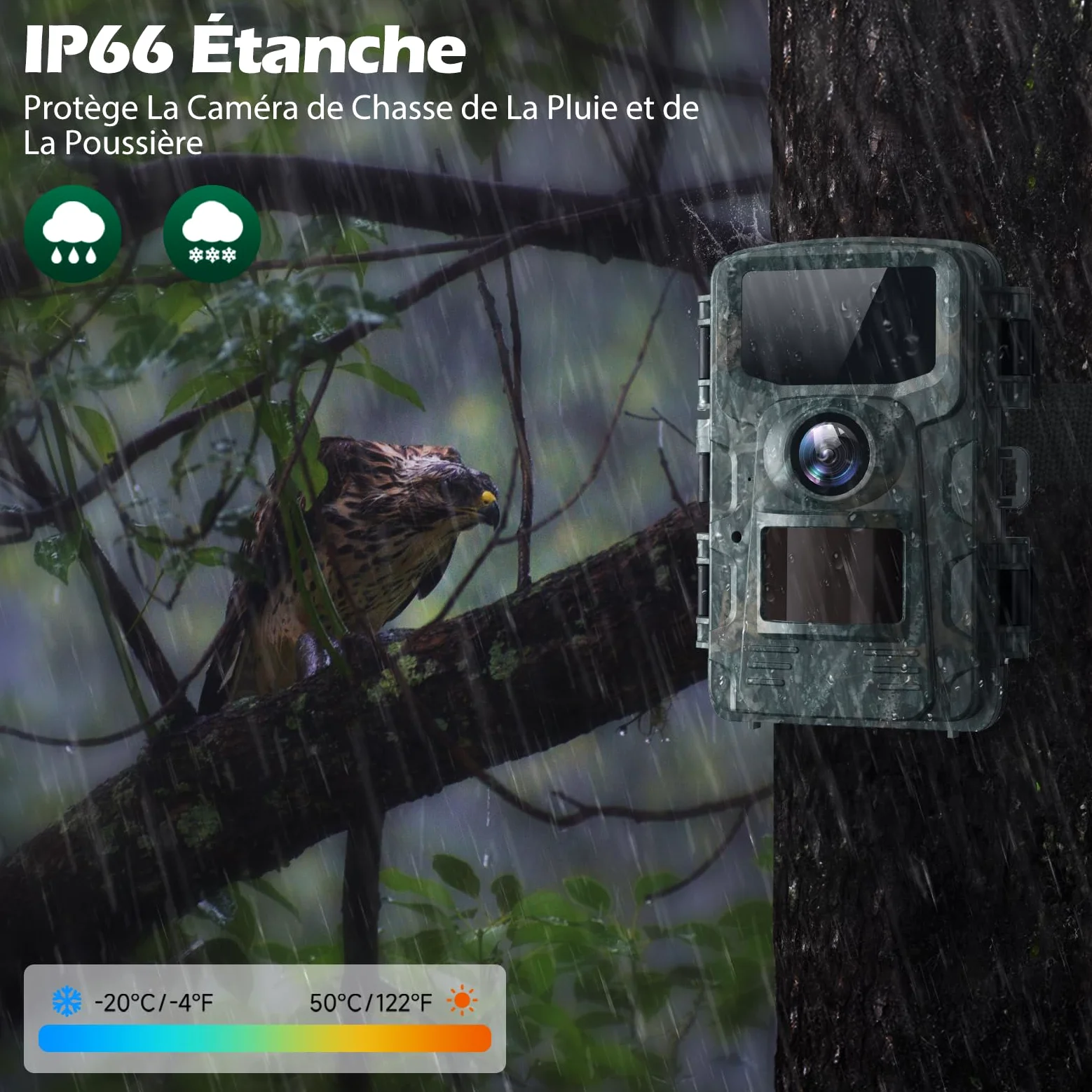 VOOPEAK Camera de Chasse 4K 30FPS 48MP, Caméra de Chasse Nocturne Activé par Le Mouvement, Caméra Chasse Infrarouge Surveillance Exterieur Grand Angle 120° Camera Animaux IP66 Étanche | Déclenchement par mouvement, vision nocturne infrarouge et grand angl