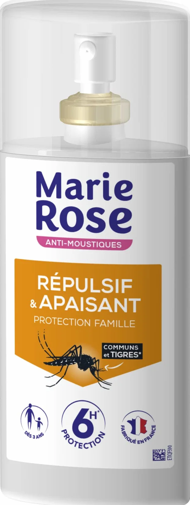 MARIE ROSE Spray Répulsif Anti-Moustiques Protection 6H Fabriqué en France