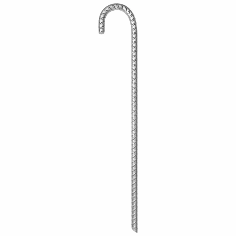 Piquets De Tente 12 Pcs 41,5 Cm Acier Galvanisé | Surface Filetée Anti-Glissement, Crochet Supérieur, Fixation Solide, Usage Multifonctionnel