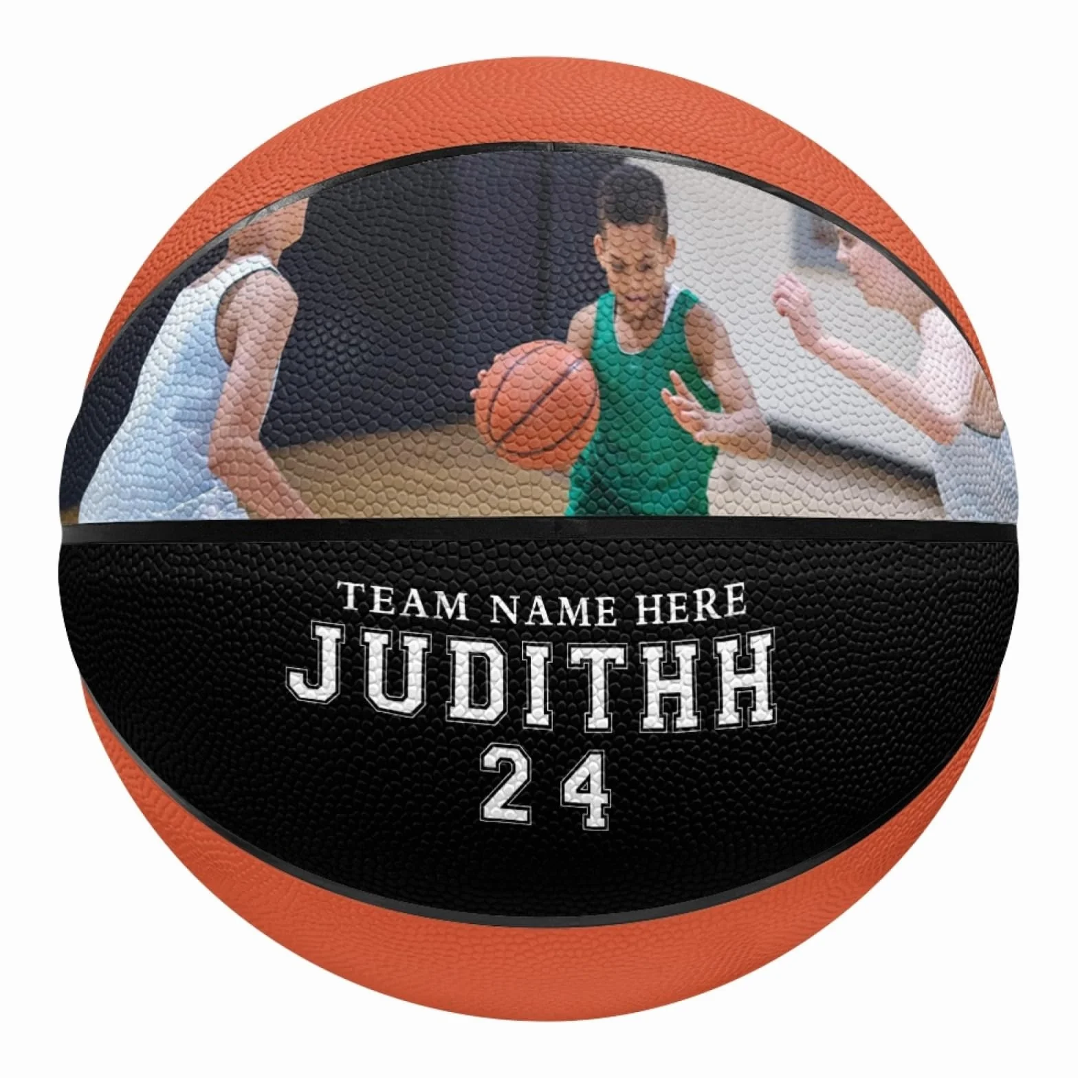 Ballon de basketball personnalisé taille 5/7 74,9 cm avec photo nom pour fête des pères Noël anniversaire