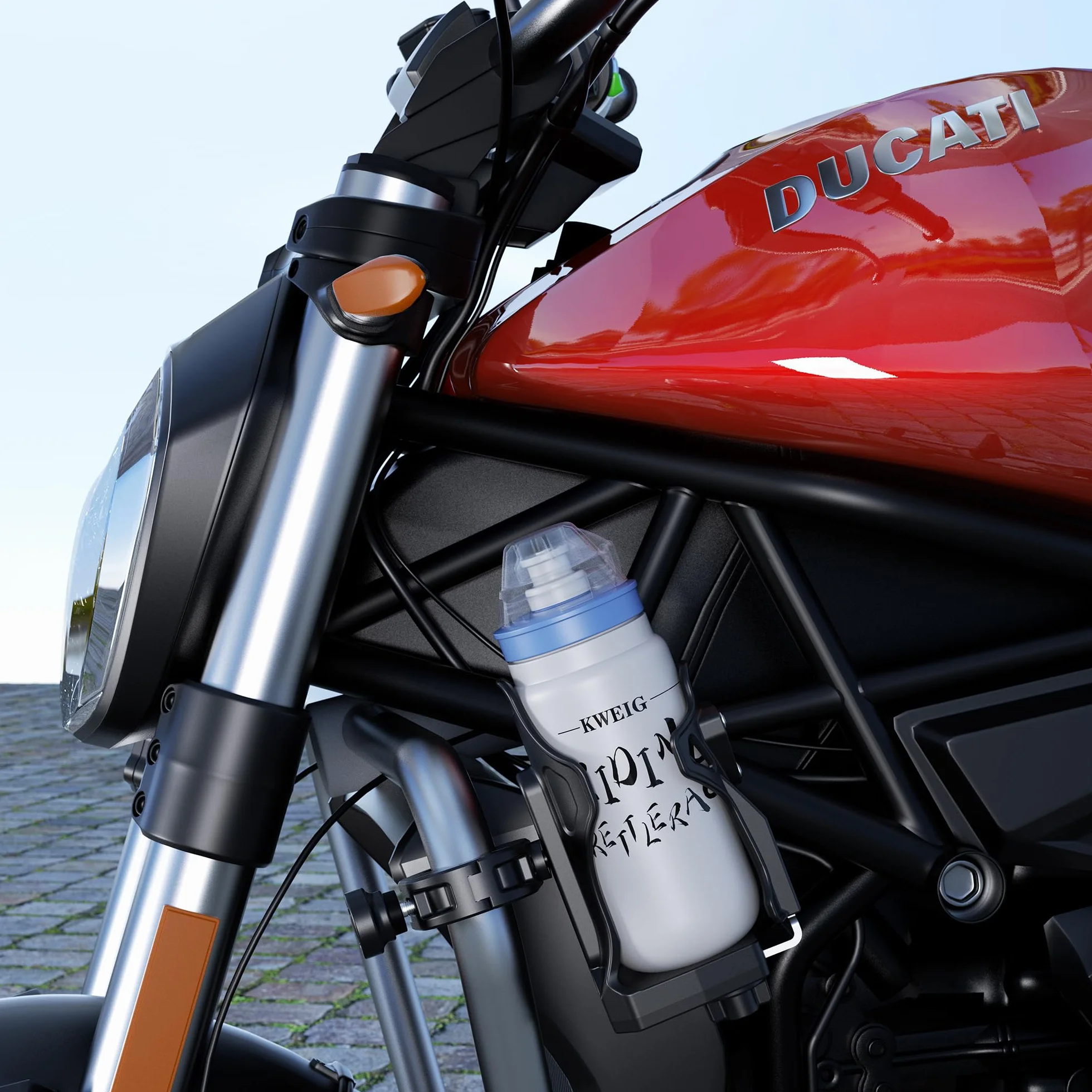 iMESTOU Porte-gobelet Antivol pour Moto ATV, Porte-Bouteille d'eau 50-90 mm, Pince Métallique 12,7-33 mm pour Vélo Scooter