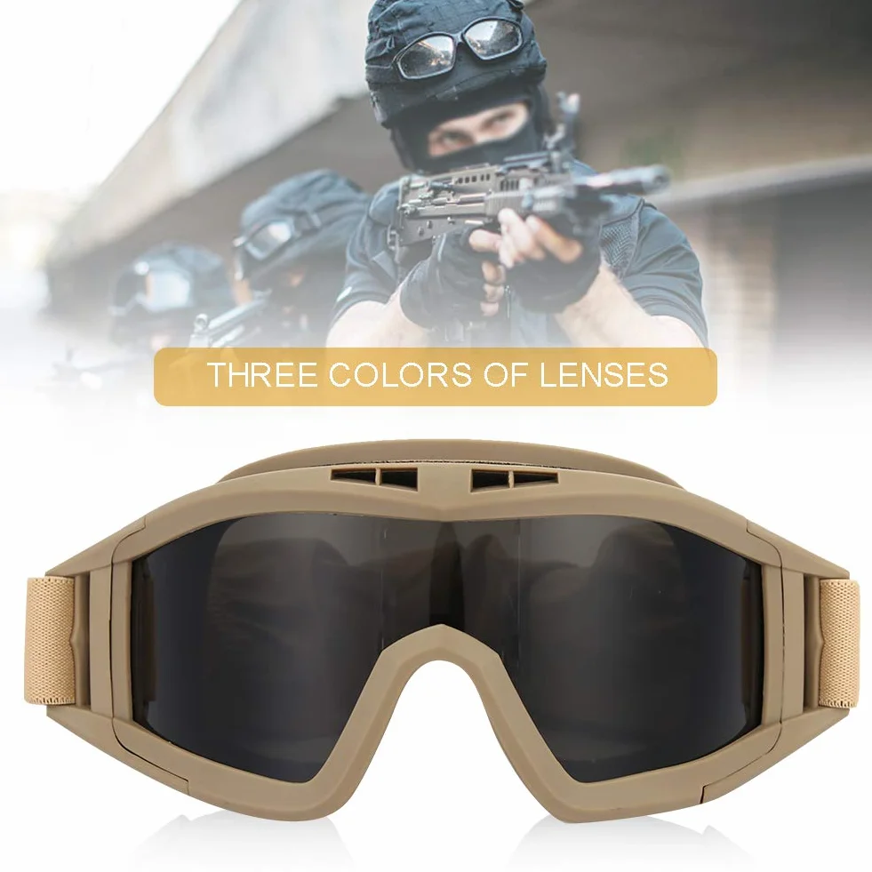 Tactics Goggles Airsoft Paintball Ski Anti-Dust Anti-Fog Eye Protection Military Glasses