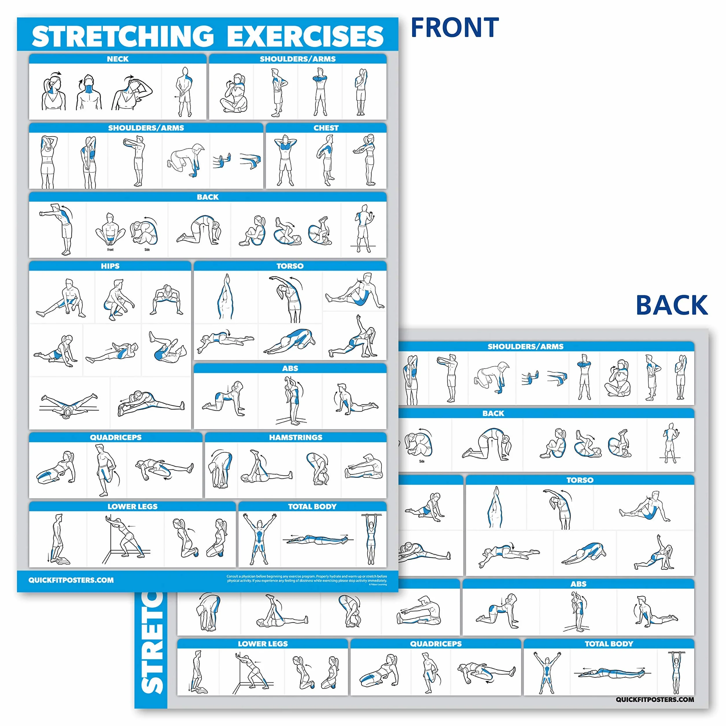 Lot de 10 affiches d'entraînement – Haltères, suspension, kettlebell, bandes de résistance, étirements, poids corporel, yoga, ballon, système musculaire