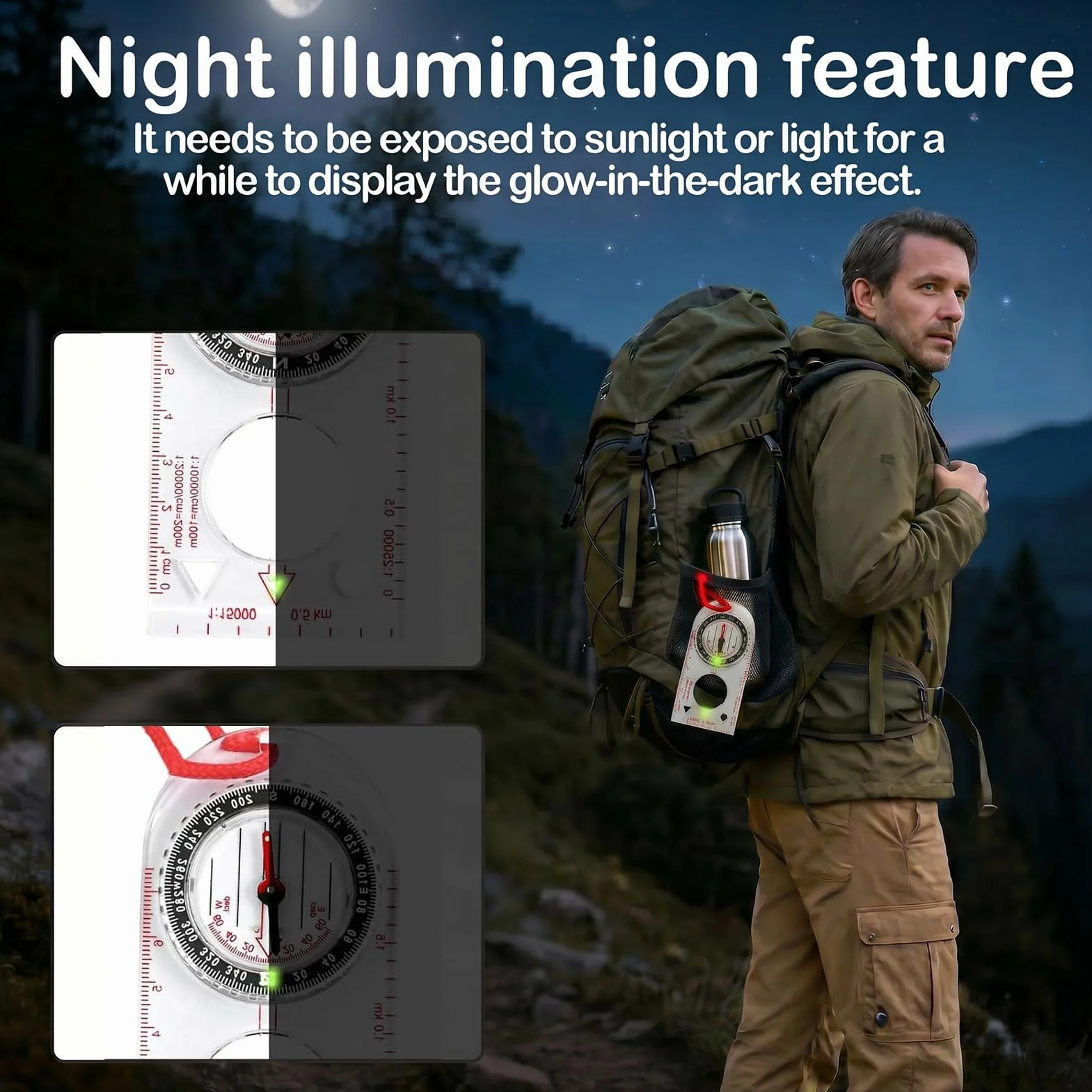 Boussole Randonnée Militaire avec Déclinaison Réglable, Précise pour Camping Trekking