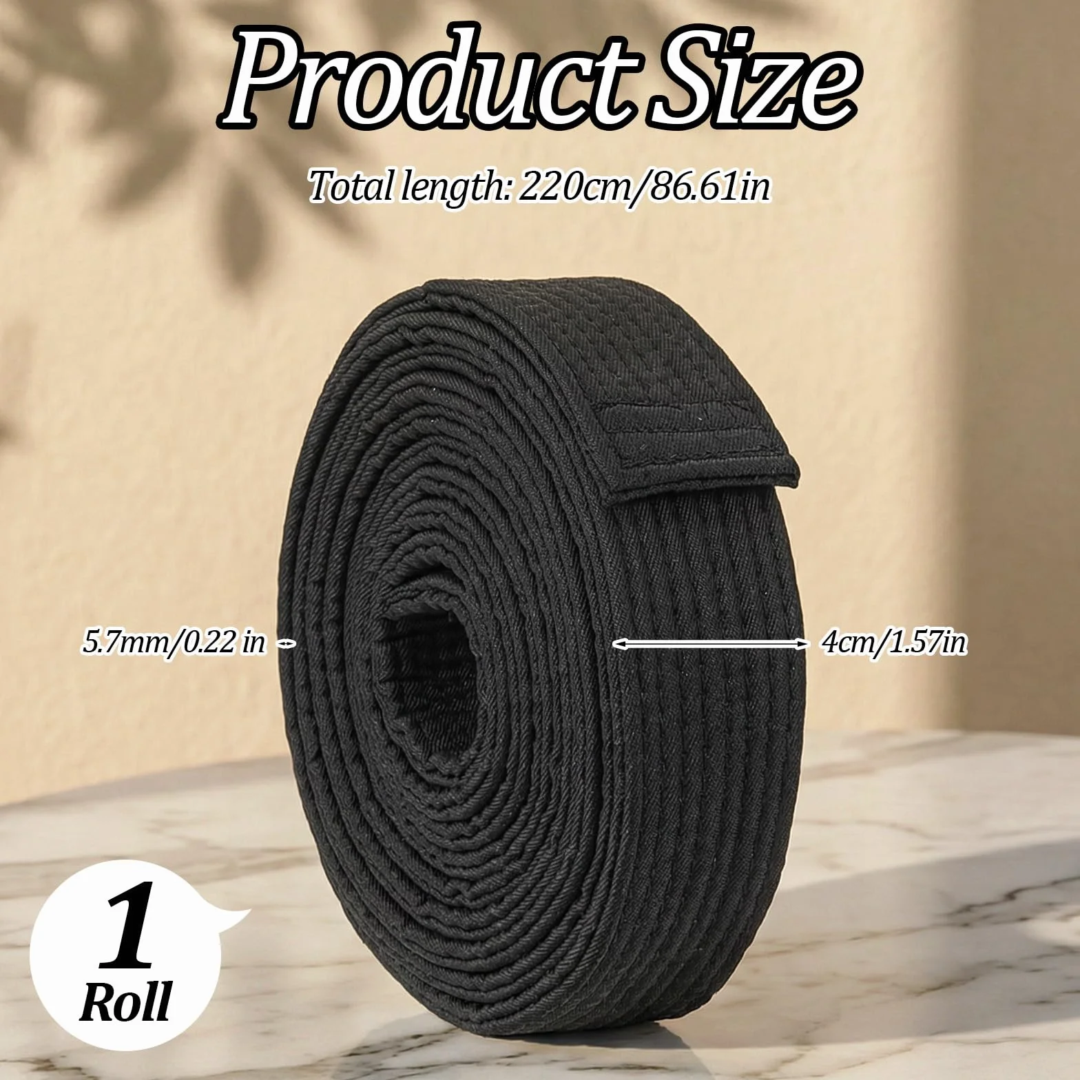 Ceinture de Jiu Jitsu 280 cm Coton Résistant Noir