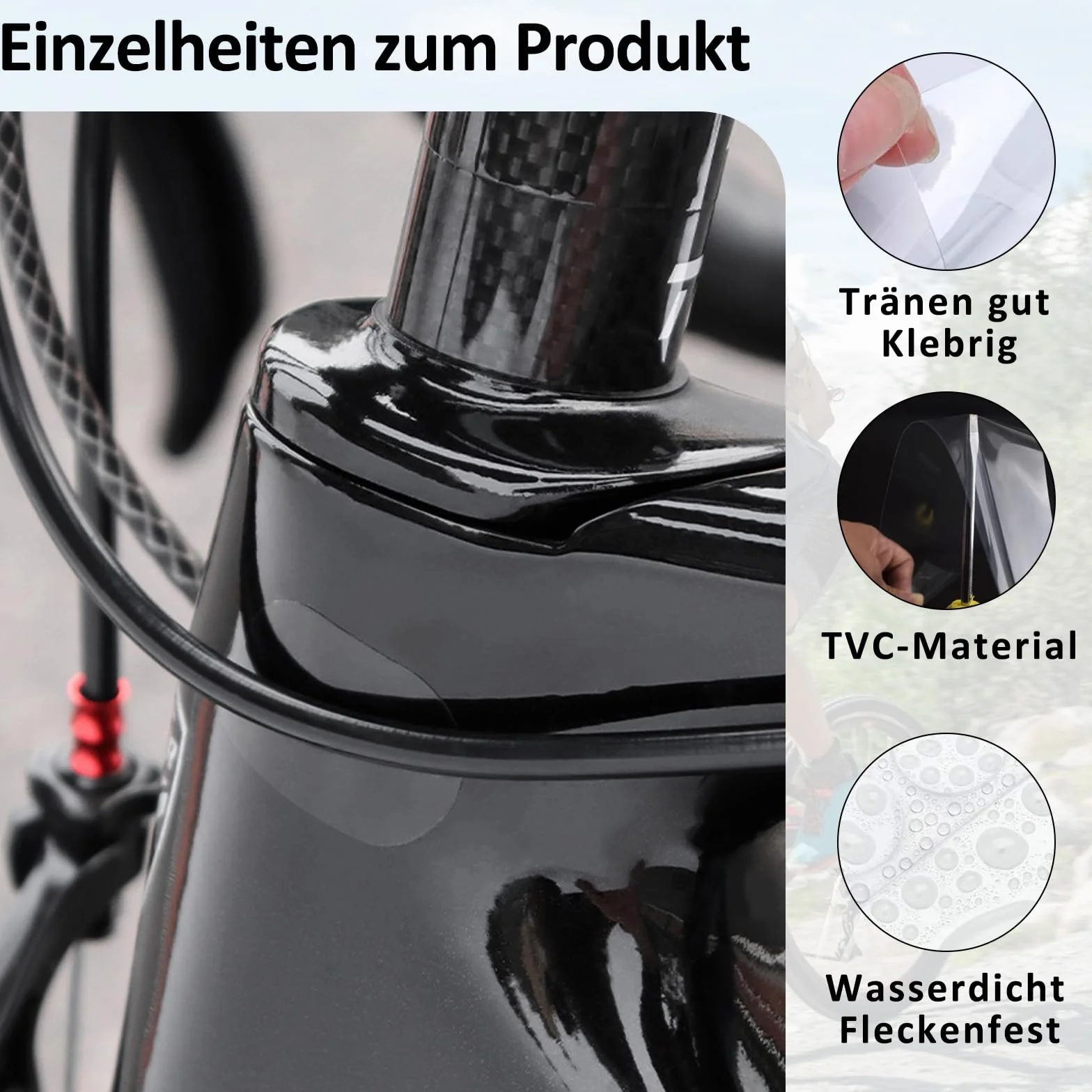 Lot de 2 autocollants de protection pour cadre de vélo, film de protection de peinture