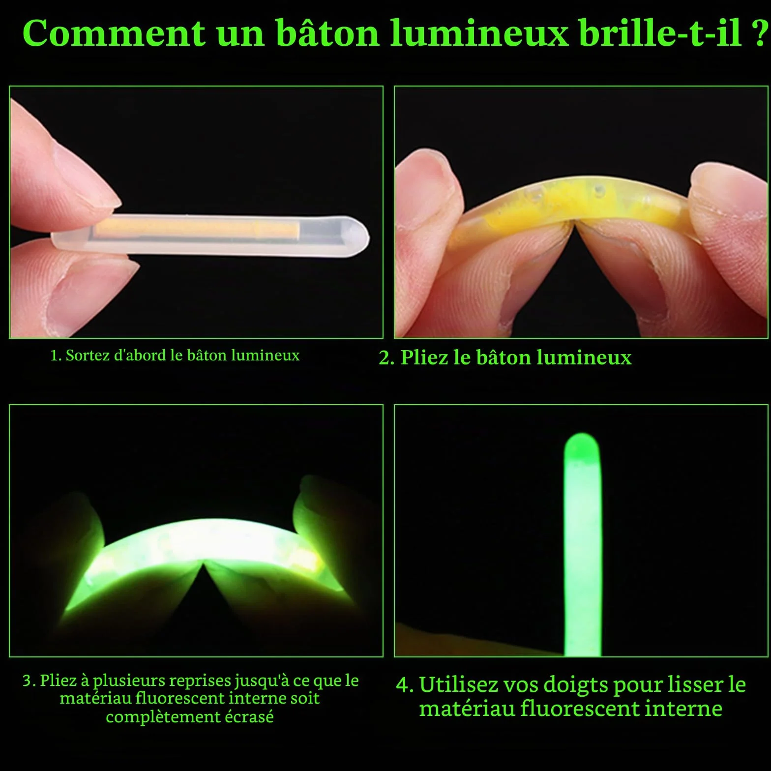 50 Pièces Lumière de Pêche de Nuit,4.5 x 37.5 mm Starlight Peche pour Pêche de Nuit,Vert Bâtons Lumineux pour Canne à Pêche,Glow Stick Pêche de Nuit
