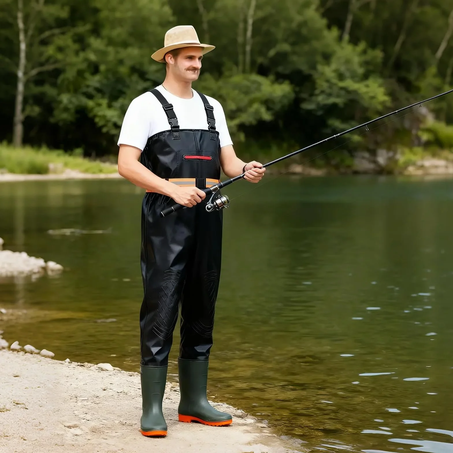 Waders homme femme pantalon pêche avec bottes respirant imperméable adulte