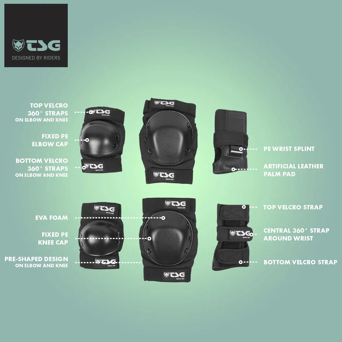 TSG Basic Set de protections Coudes Genoux Poignets