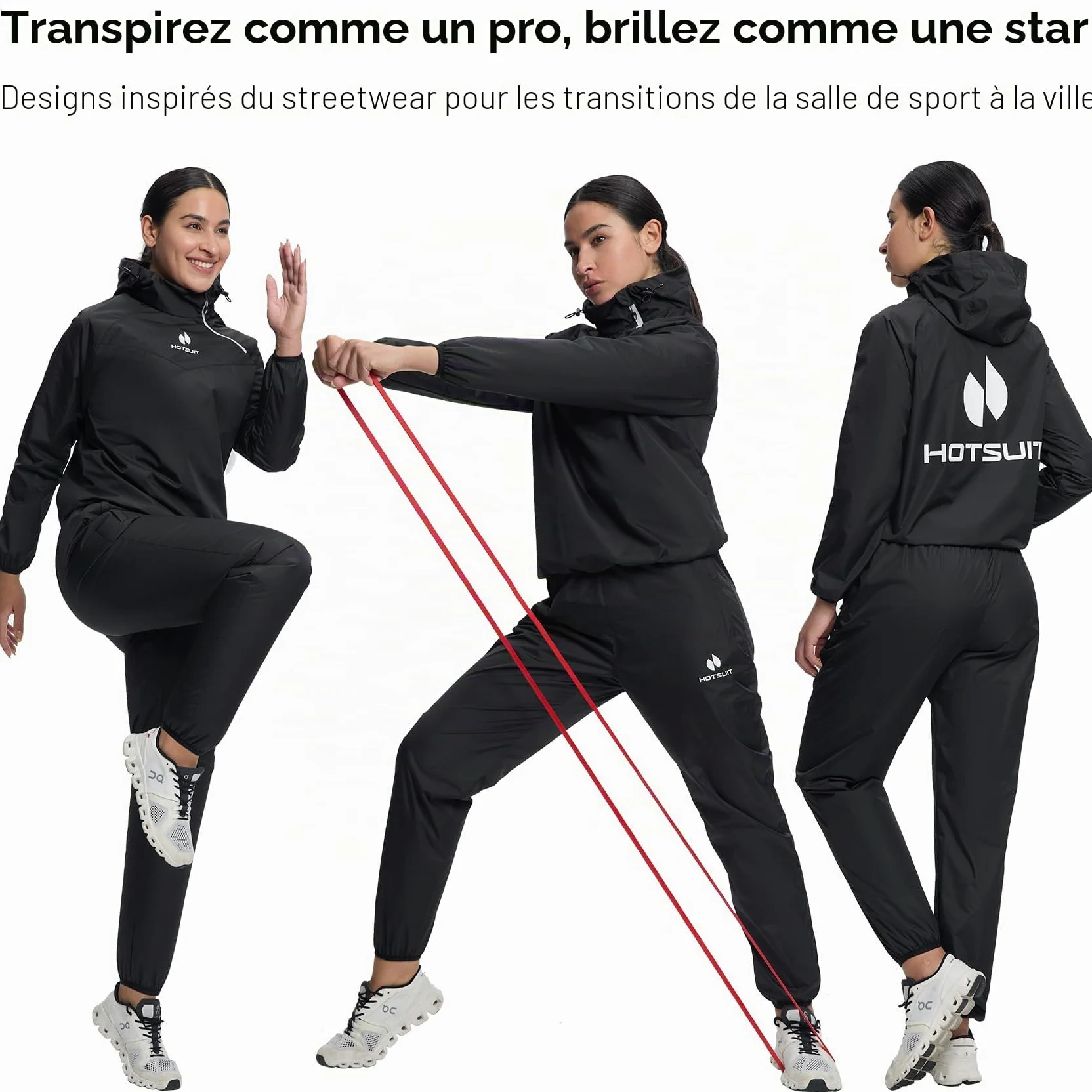 HOTSUIT Costume Sauna Femmes Pantalon Veste Amincissant Séance de Gym Sweat Suits Vêtements de Sudation Survêtement Sauna