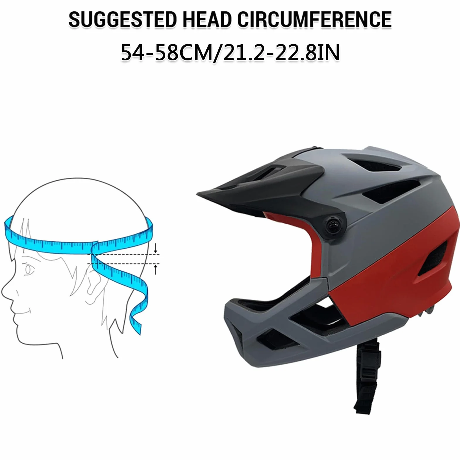 Kavolet Casque de vélo intégral 55-59 cm résistant aux chocs visière réglable léger 625 g
