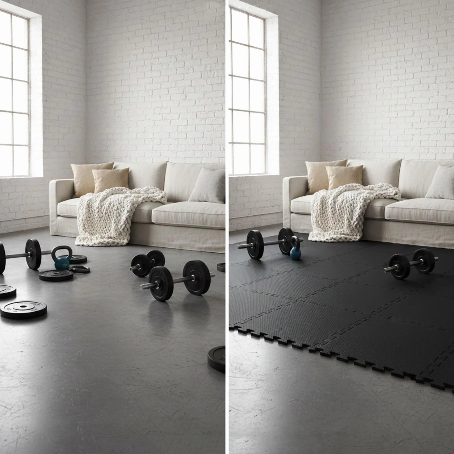 EYEPOWER Tapis de Protection Sol Fitness 30x30 cm Noir 9 Pièces Home Gym