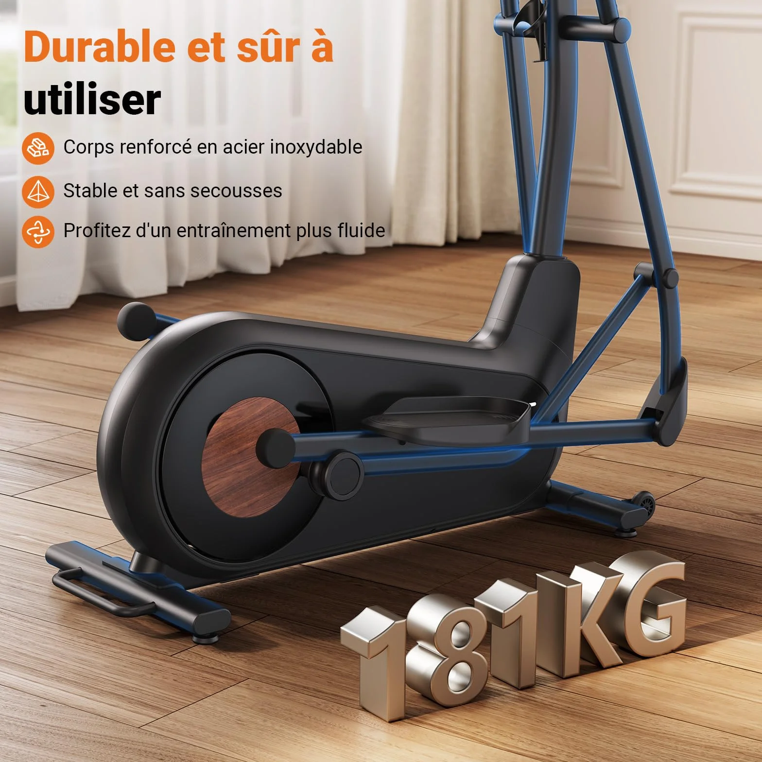 MERACH Vélo Elliptique Maison Longueur de Foulée 42/47cm, Ultra Silencieux Résistance Magnétique 8/16 Niveaux, App Propre, Charge 180kg