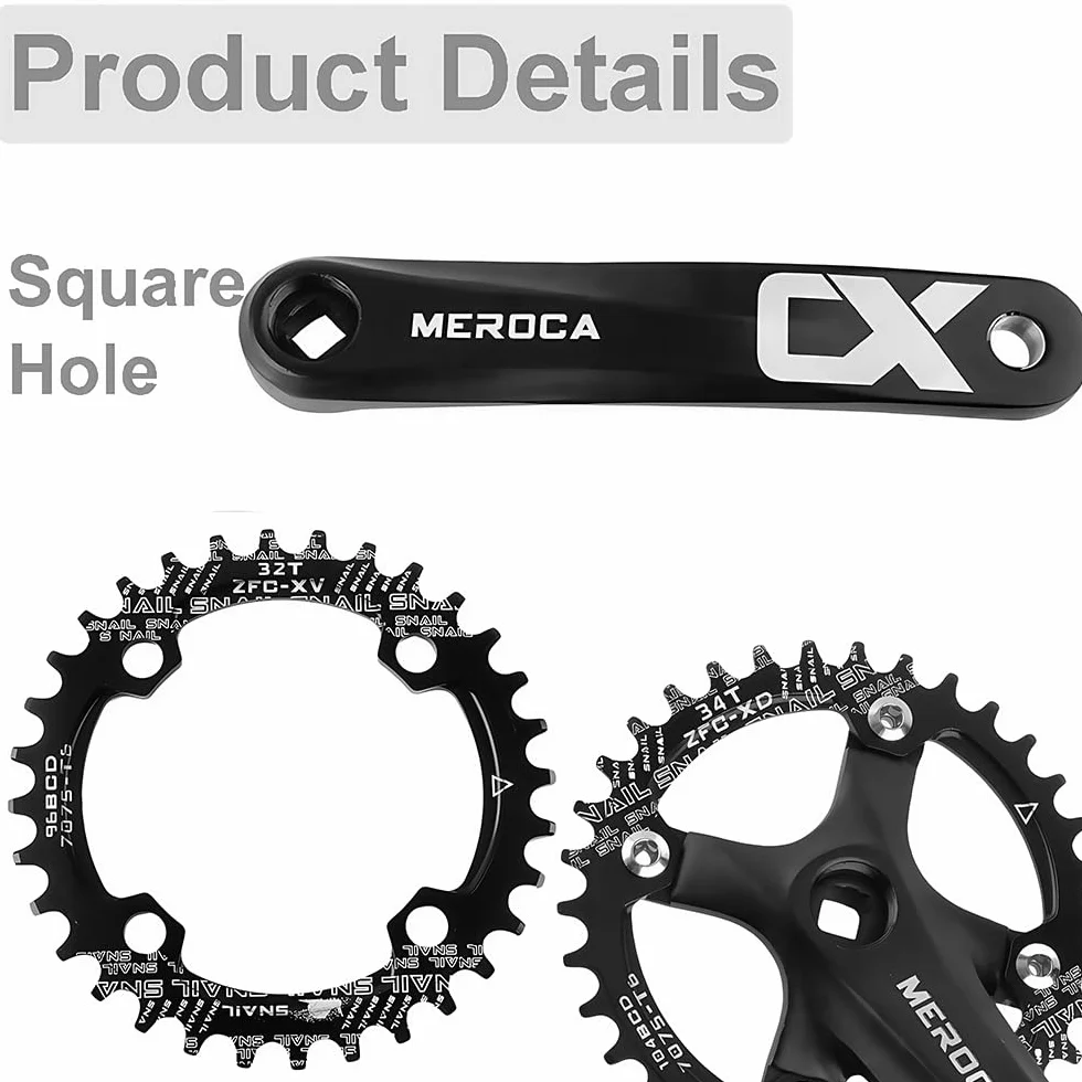 Pédalier VTT MTB à cône carré 170mm 104 BCD Compatible 8/9/10/11 Vitesses 32T 34T 36T 38T 40T 42T Chainring Crank Set