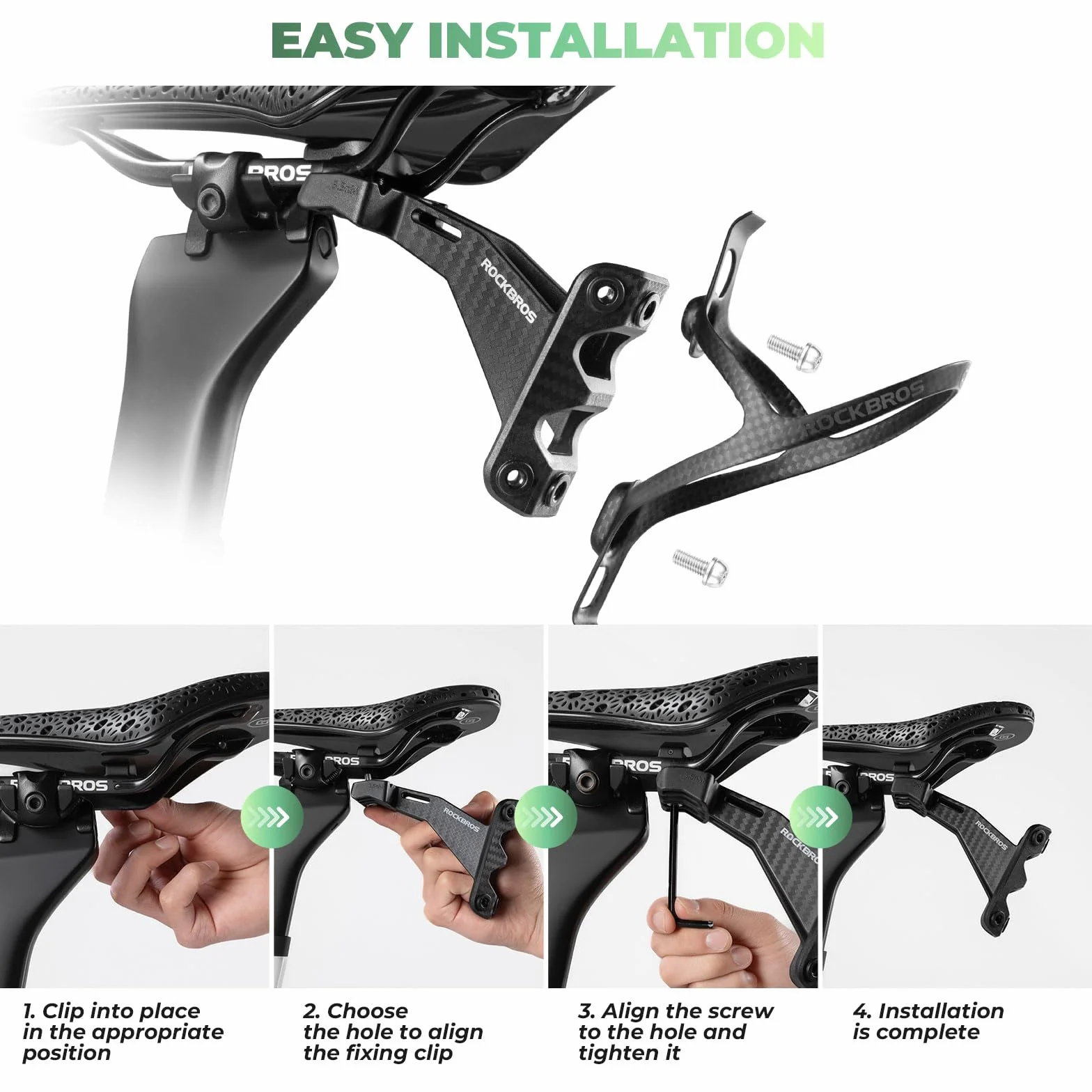 ROCKBROS Support Porte-Bidon Tige de Selle, Adaptateur Réglable 1-2 Bouteilles, Porte-Bidon Vélo Léger Stable Route VTT, Noir