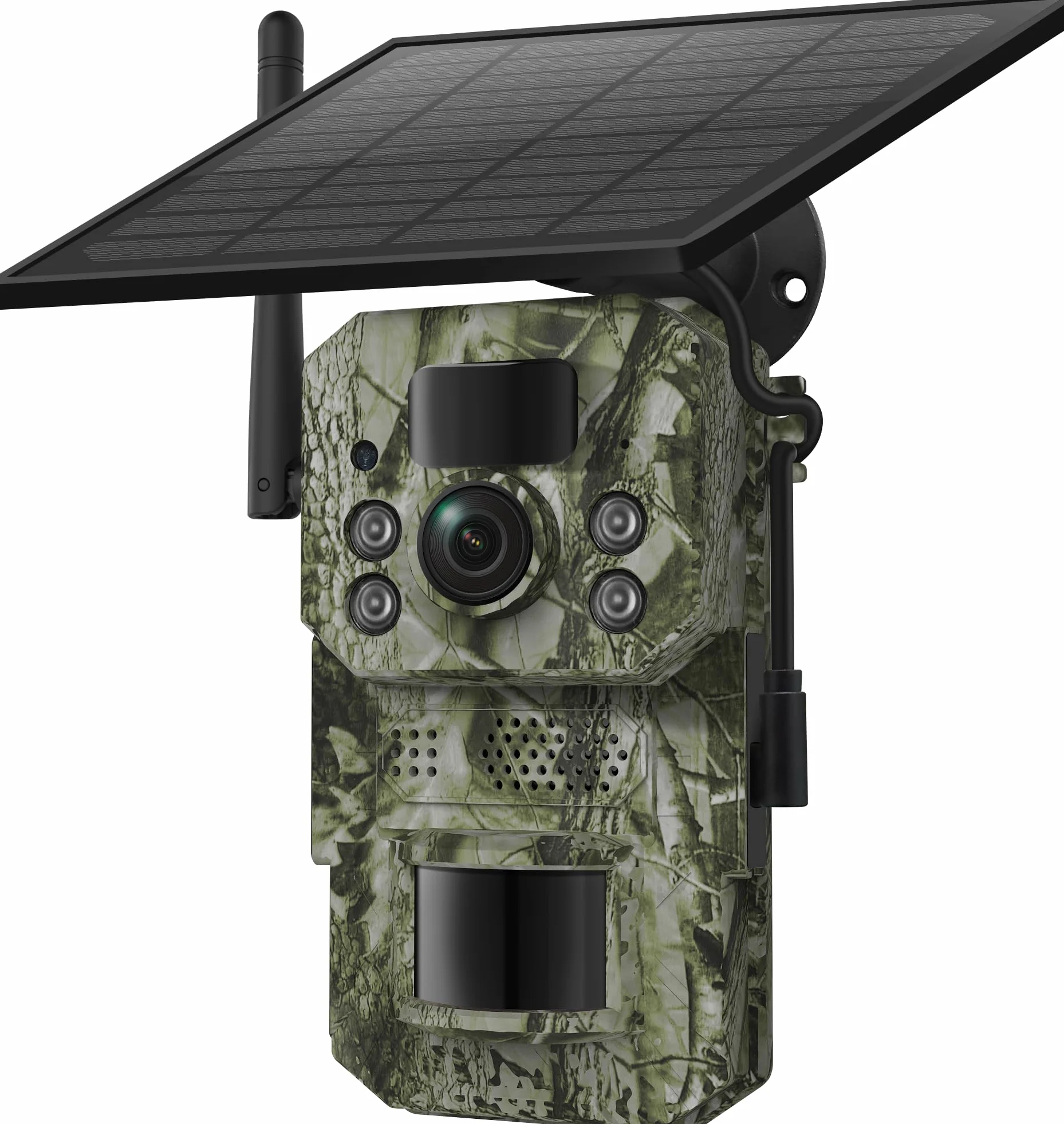 Caméra Solaire 4G LTE avec GPS – Caméra de Surveillance Extérieure, Carte SIM Compatible, Batterie + Panneau Solaire, Carte SD 32 Go Incluse, Vision Nocturne HD, IP66, Détection PIR (Verde)