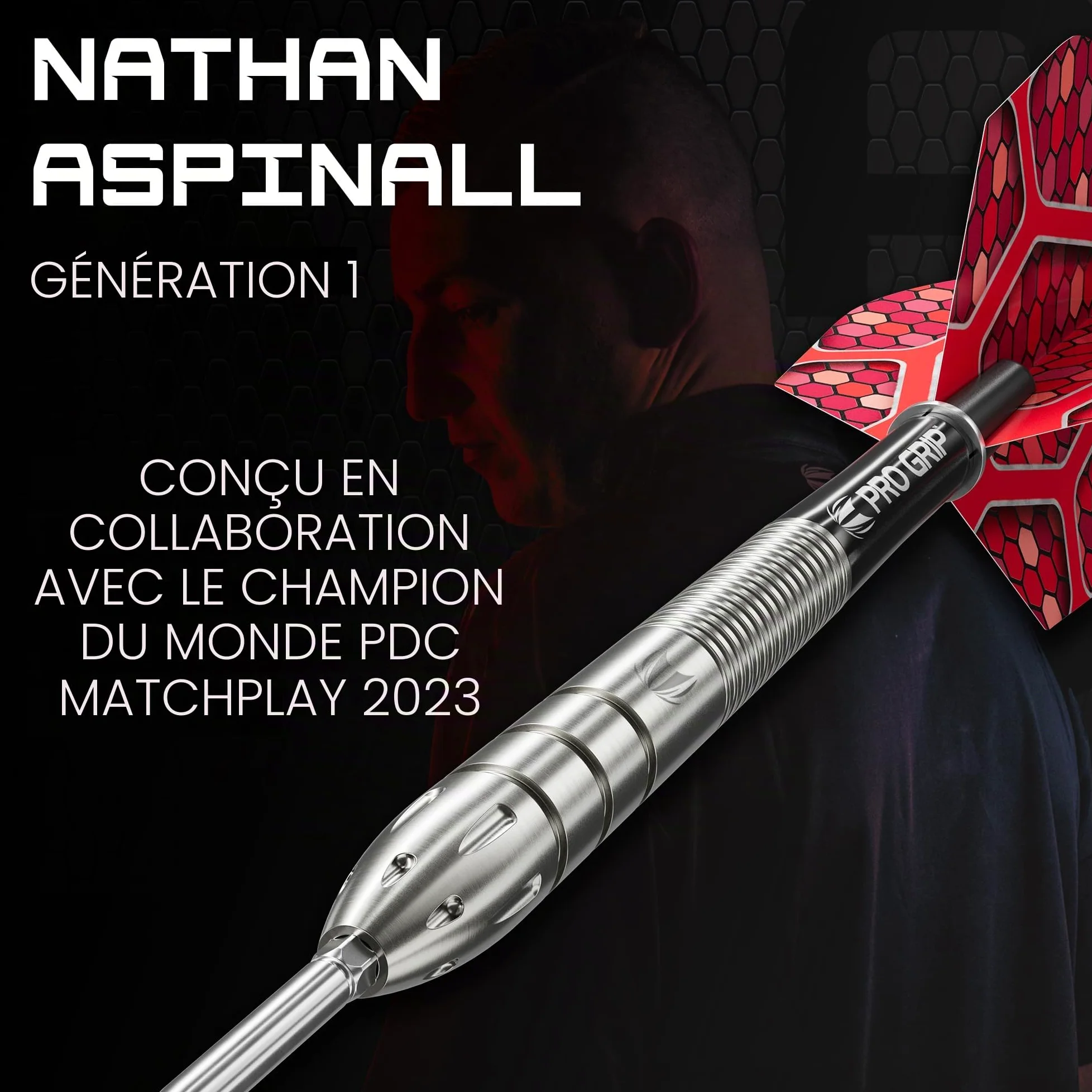 Target Darts Nathan Aspinall Generation 1 Fléchettes à Pointe d'acier, 90% Jeu de fléchettes en tungstène, 22G/24G/26G | Fléchettes G1 Player Edition avec Pointes suisses ou Points Fixes, Pro Grip