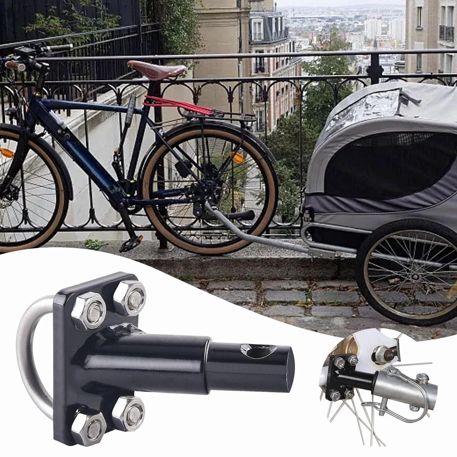 Attache pour Remorque de Vélo, Connecteur de Remorque Haute Capacité pour Transport Quotidien