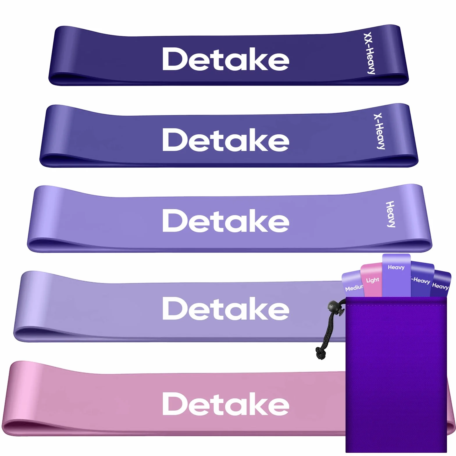 Elastique Musculation Lot de 5 Bande Élastique 5 Niveaux Résistance avec Sac de Rangement