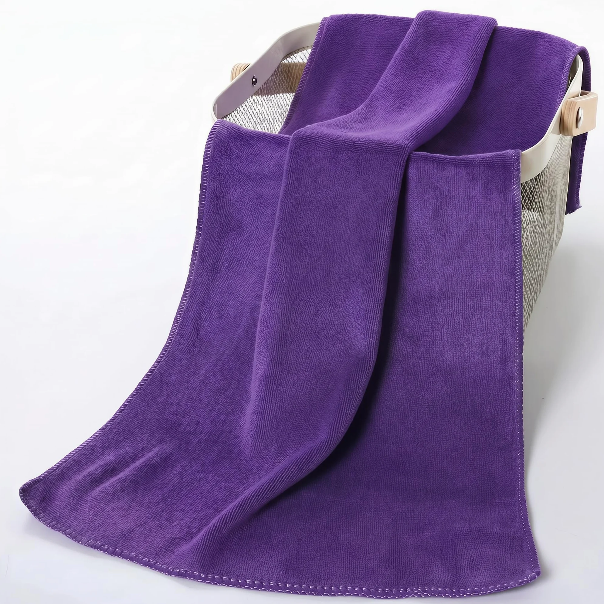 Serviette en microfibre 120 x 50 cm, compacte et à séchage rapide, serviette de sport pour fitness, serviette de voyage, compacte comme serviette de bain, violet