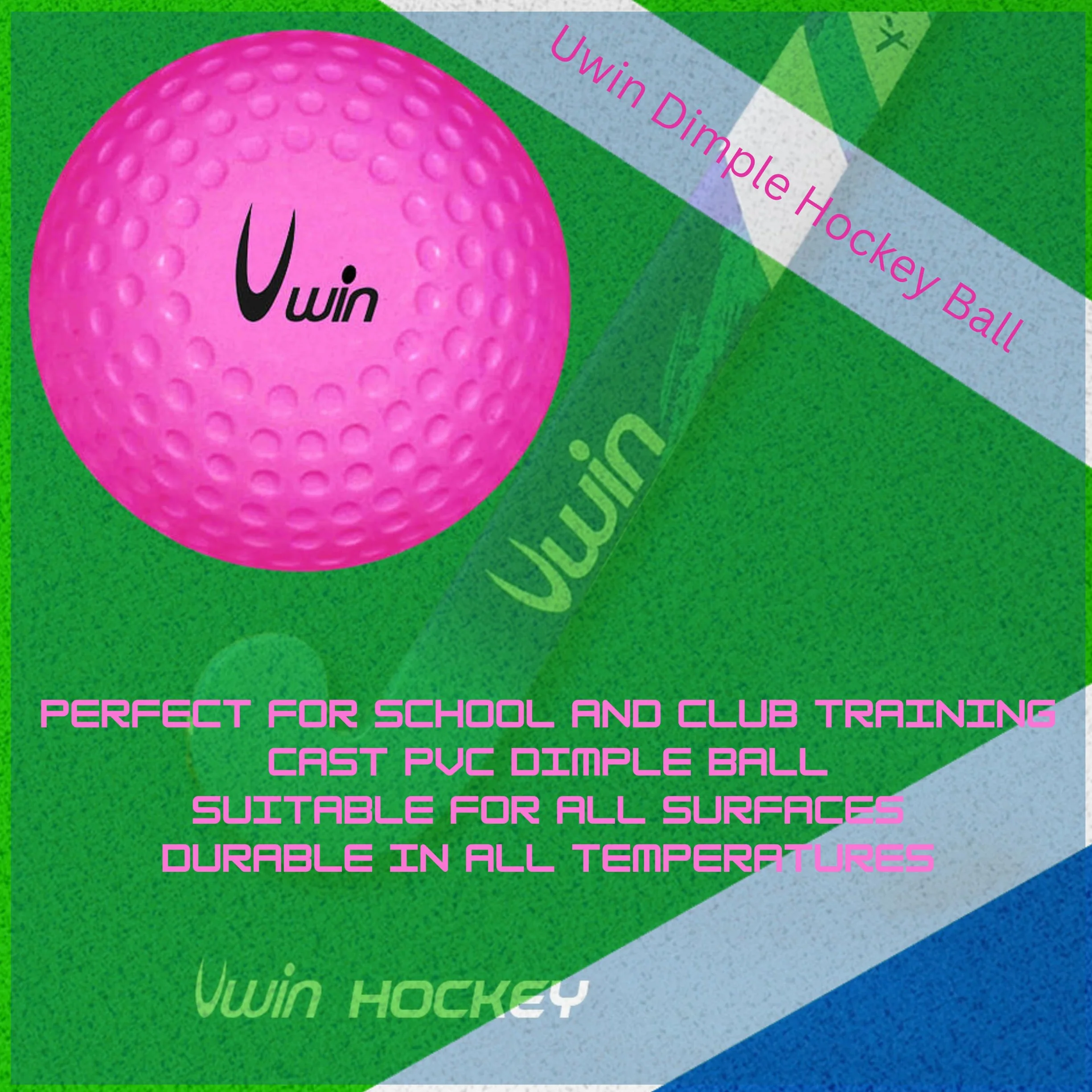 Uwin Ballon de Hockey 23 cm PVC Rose