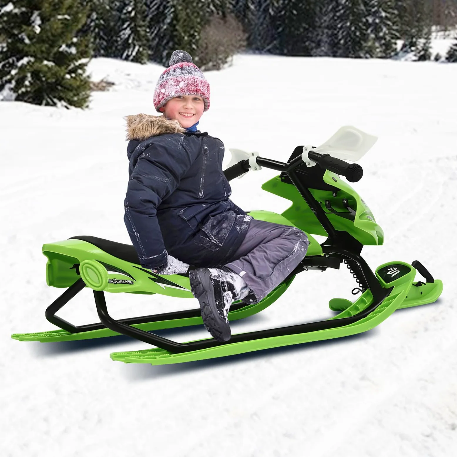 Luge de direction, bob, luge de ski pour adulte avec freins à pied, luge directionnelle, luge de ski pour adolescents, luge à neige, luge de course Snowracer, pour le ski