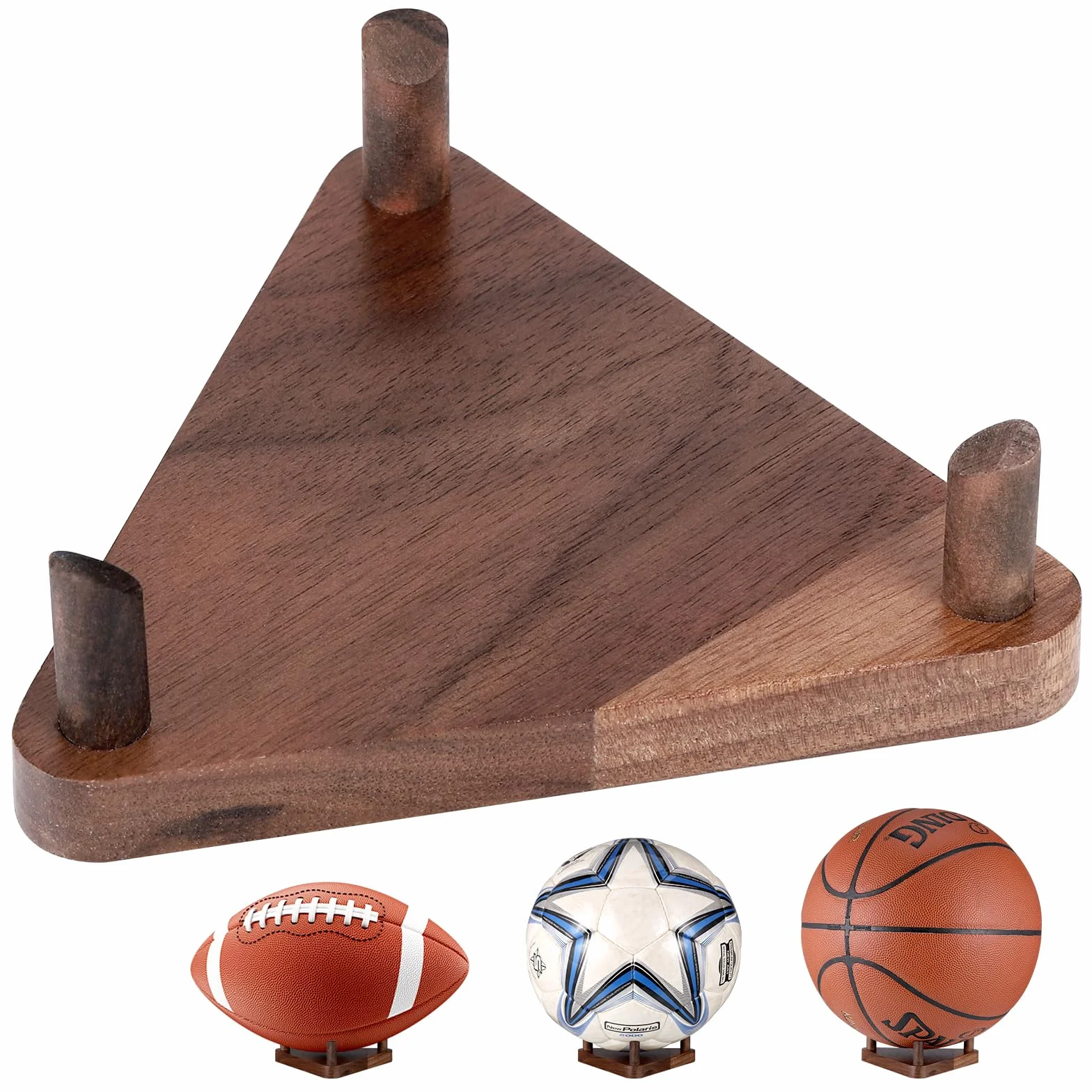 Fentar Porte Ballon en Bois - Support Stable pour Football, Basketball, Rugby, Volleyball