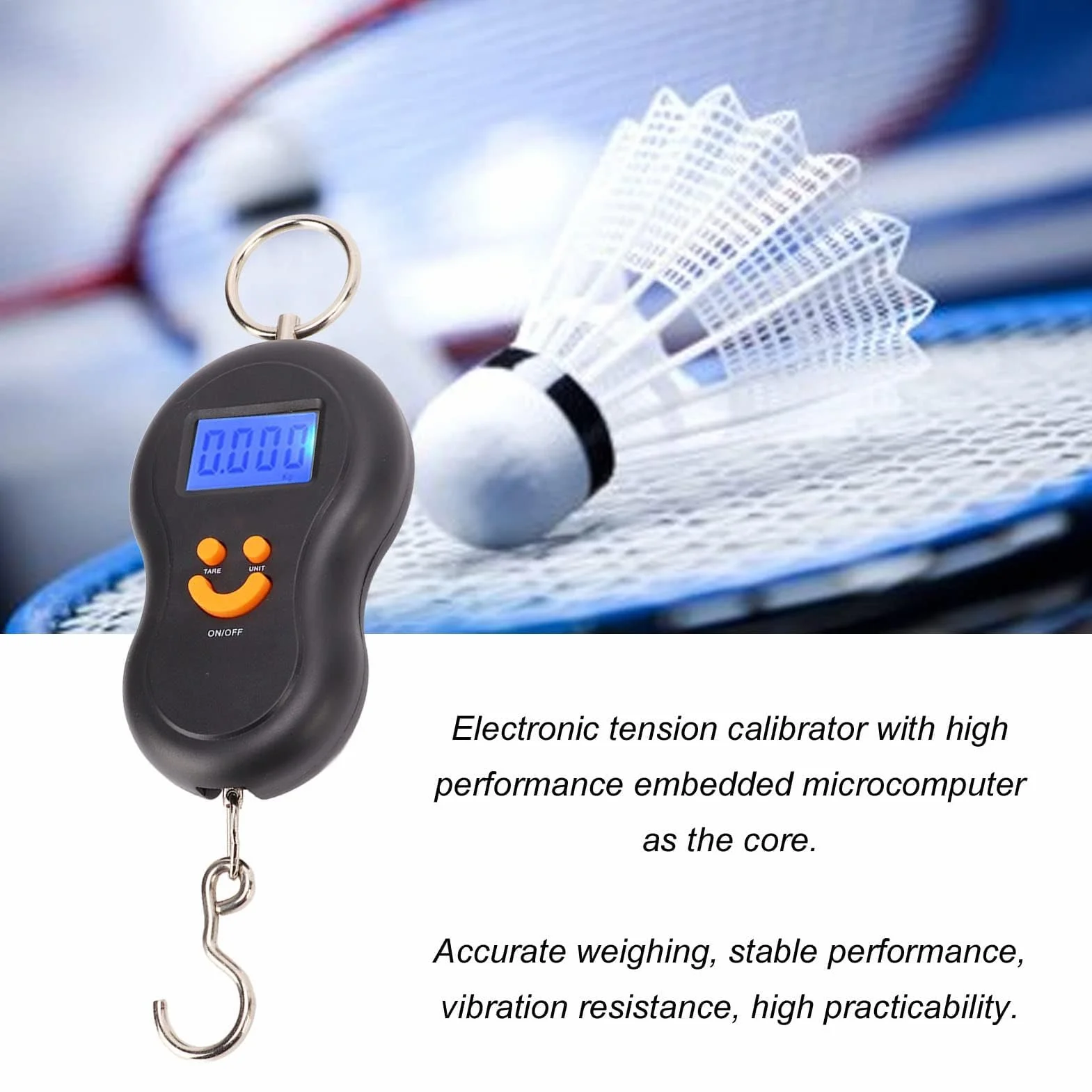 Agatige Calibrateur de Tension électronique Balance Suspendue Sport avec Affichage Numérique LCD pour Cordes Raquette Badminton Tennis