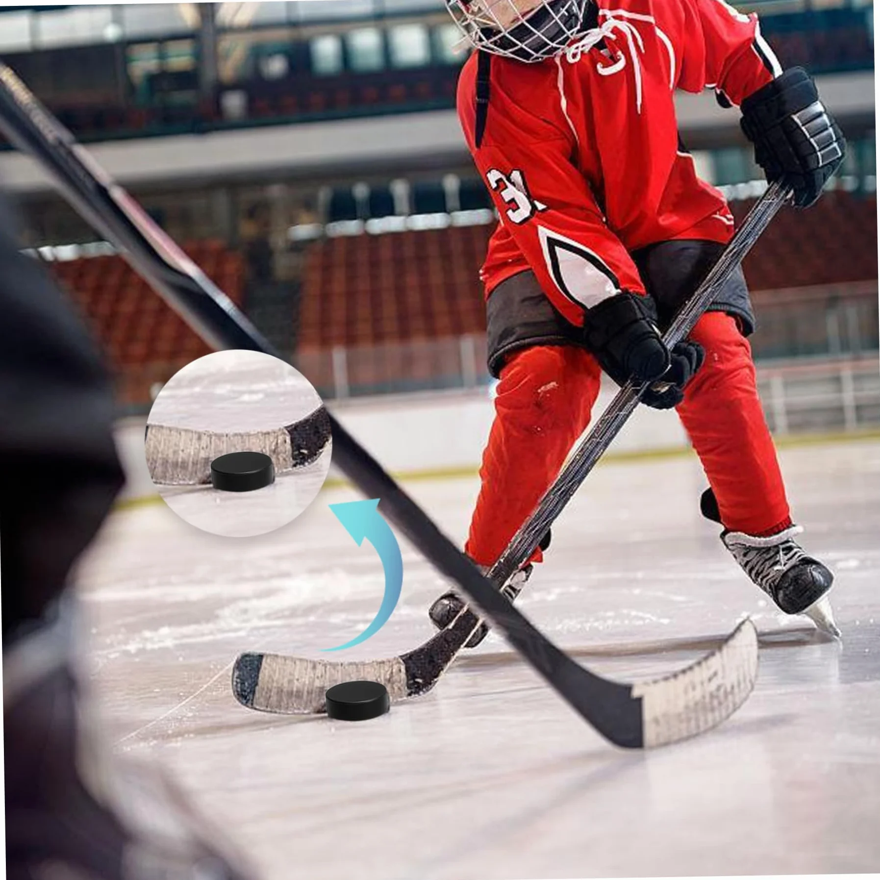 Rondelles de hockey sur glace en mousse 4 pièces noire pour entraînement