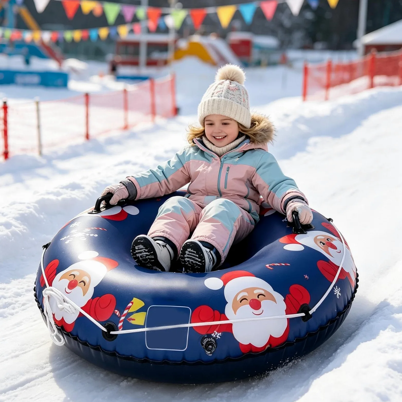 Bouées De Neige pour Adultes Luges Snowboard Gonflables avec Poignées | Jouet Luge d'Hiver Sports Plage Arrière-Cours Jardins Patinage Ski Extérieur Sable Noël Activités Aventure