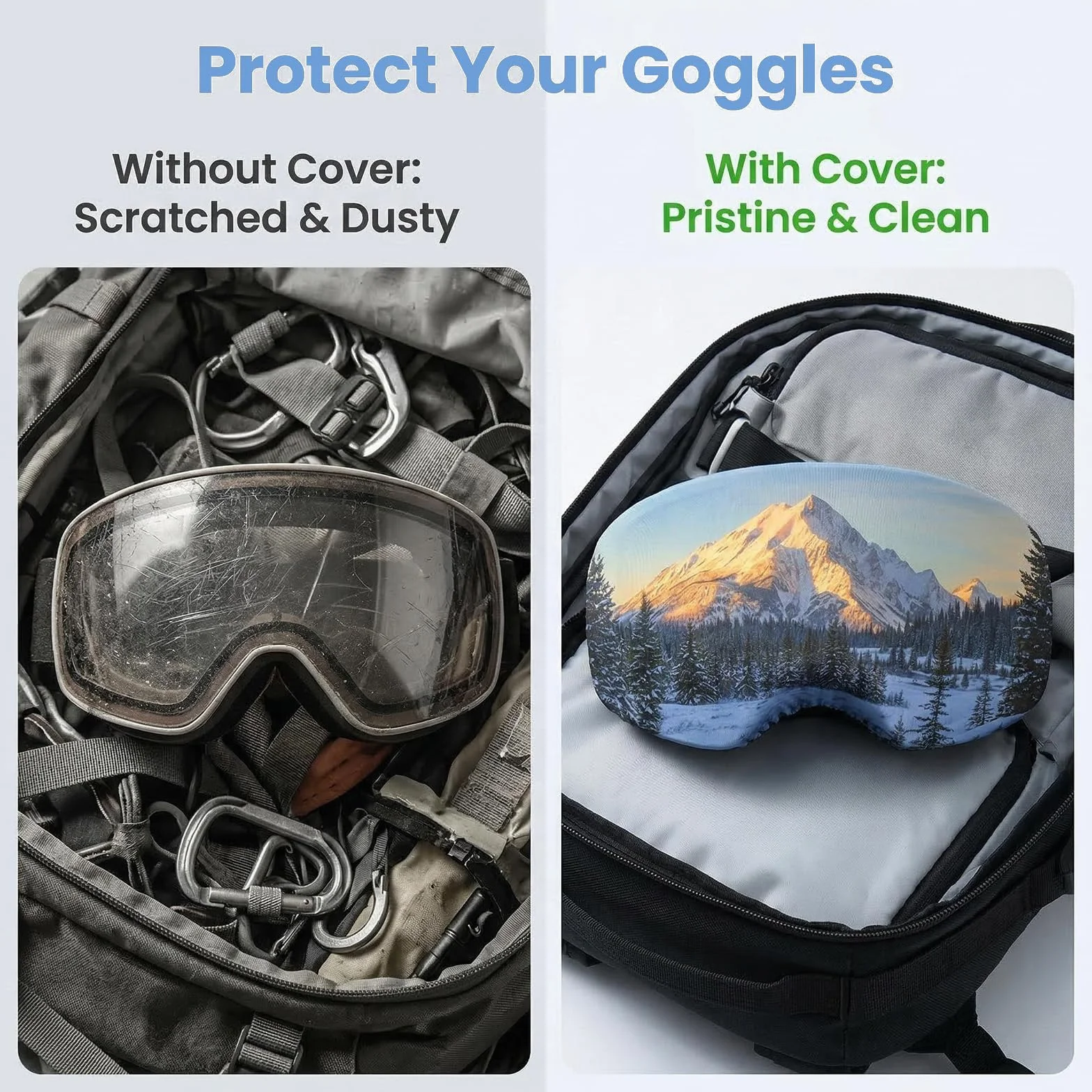 Housses de Protection pour Lunettes de Ski Lot de 2, résistantes à l'impact et à l'eau, avec Fermeture éclair