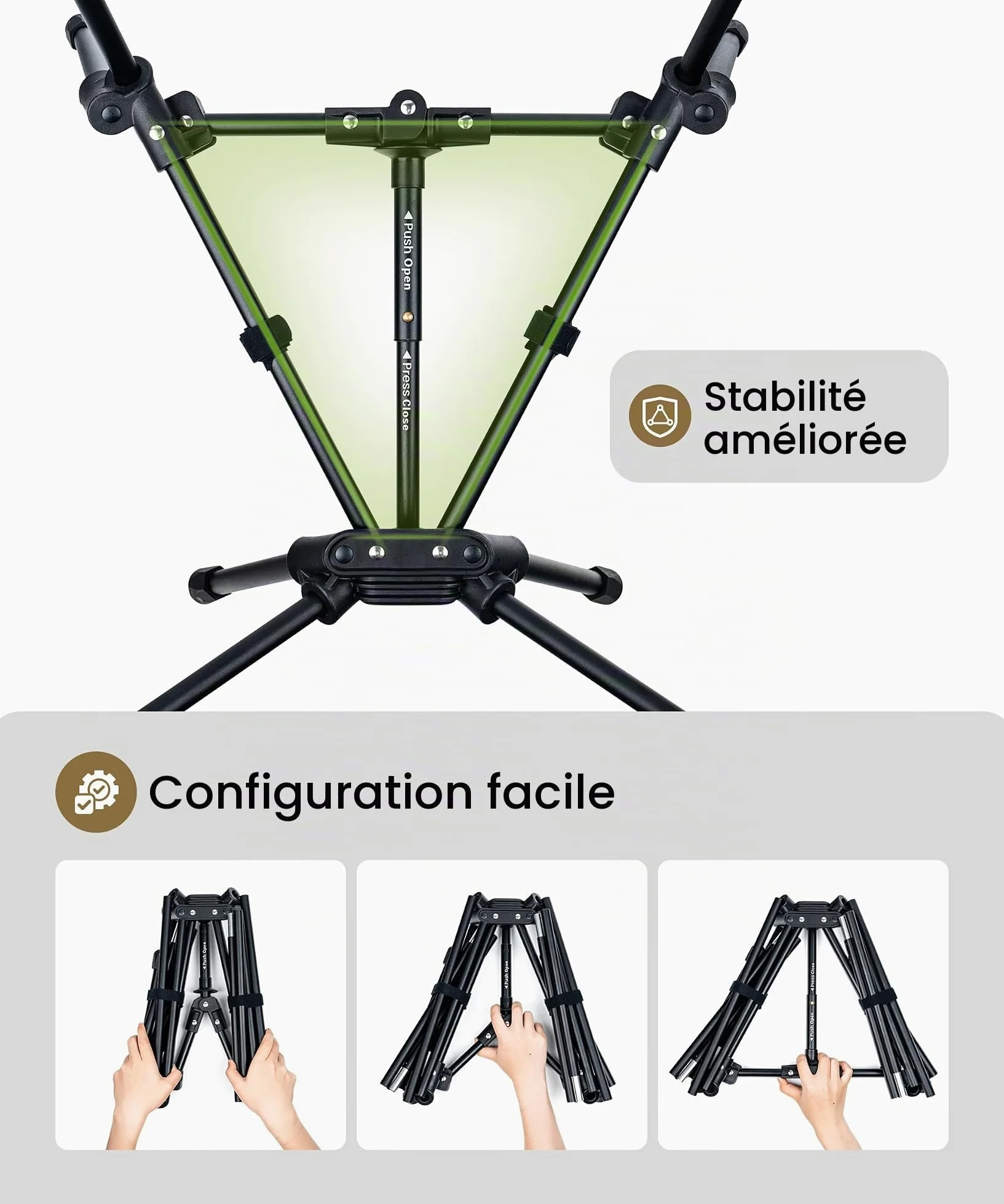OneTigris Chaise de camping Tigerblade à dossier haut, capacité de charge 170 kg, cadre en aluminium, pliable, portable, taille adulte, pour l'extérieur