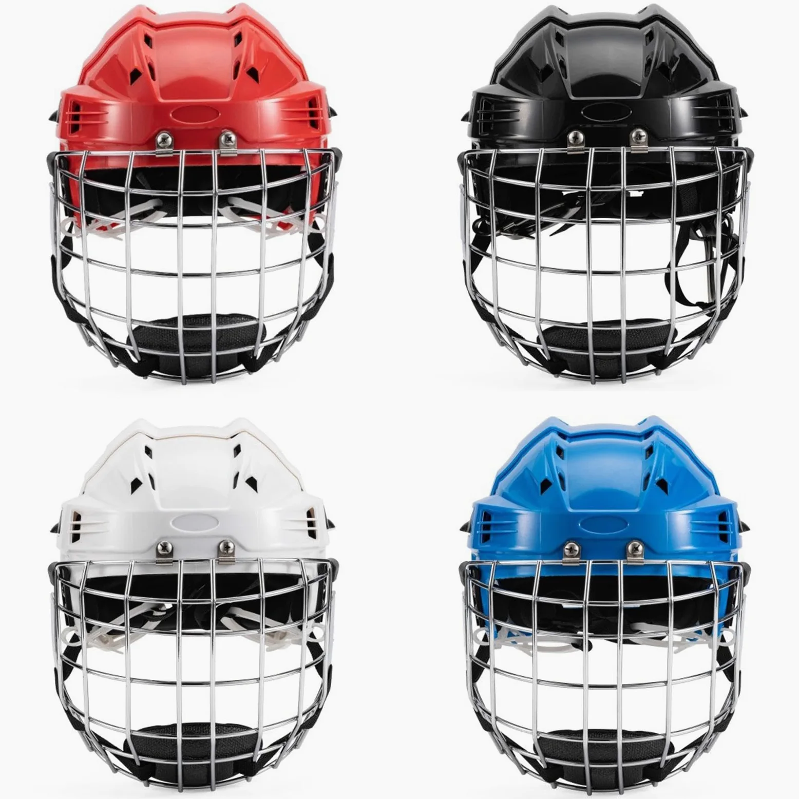 Casque de Hockey sur Glace, Casque de Rugby, Protection de tête Respirante et Ajustable avec Grille pour en Salle et en extérieur, pour Adultes
