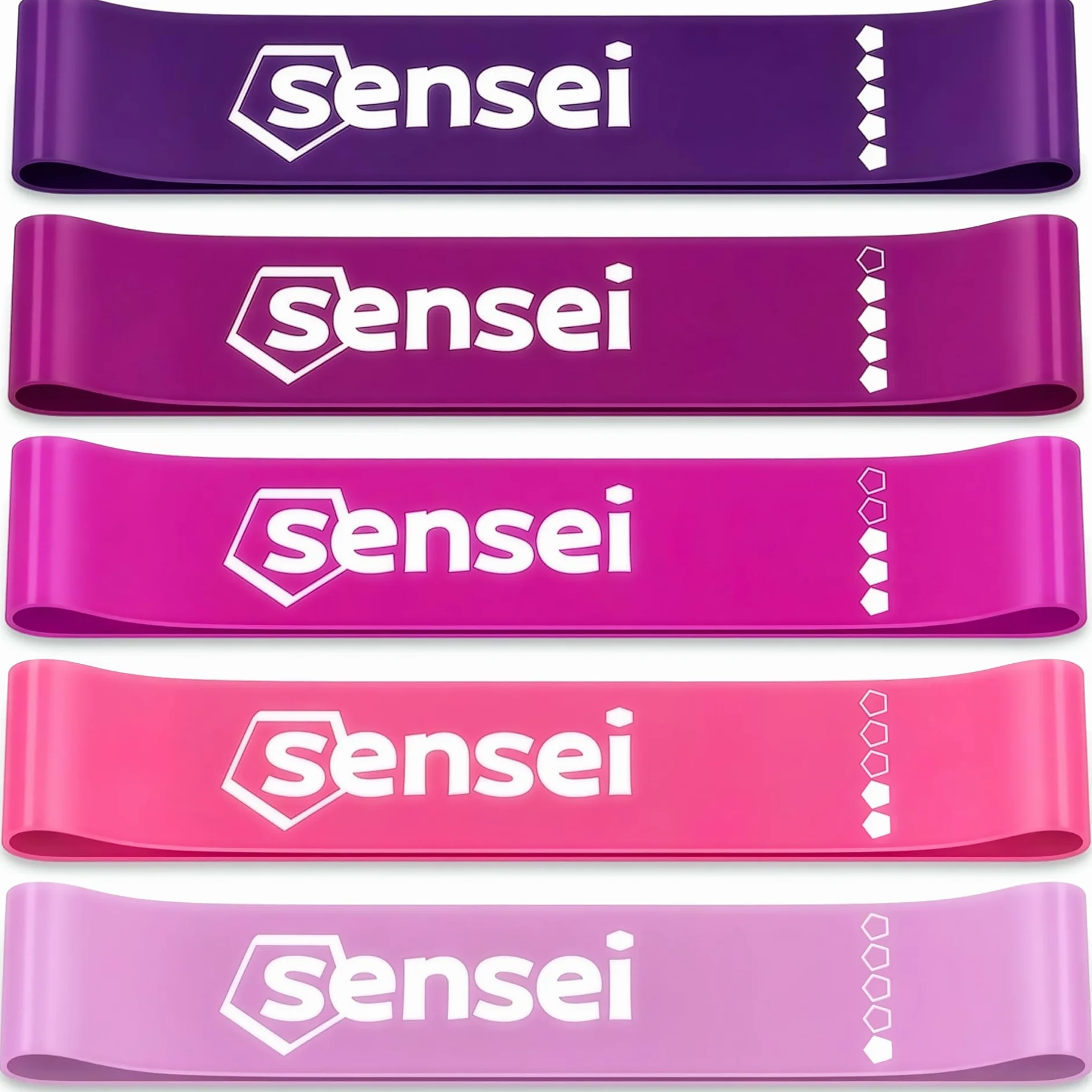 SENSEI Bandes Élastiques Set 5 Bandes de Résistance Latex Naturel Niveaux Entraînement Fitness Pilates