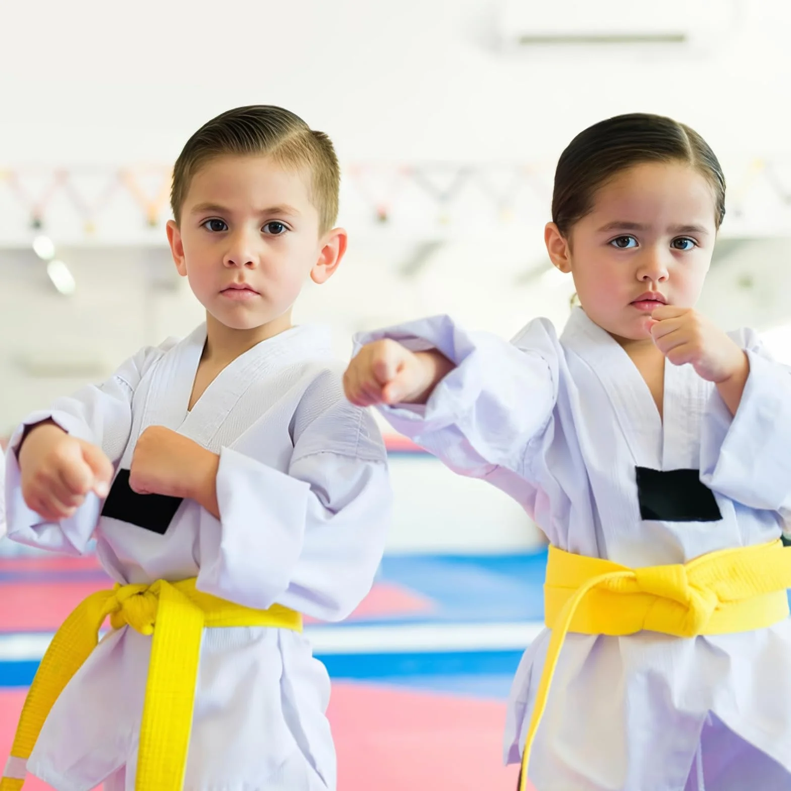 Ceinture de Taekwondo Karaté Judo Double Wrap Arts Martiaux Jaune 260x4cm