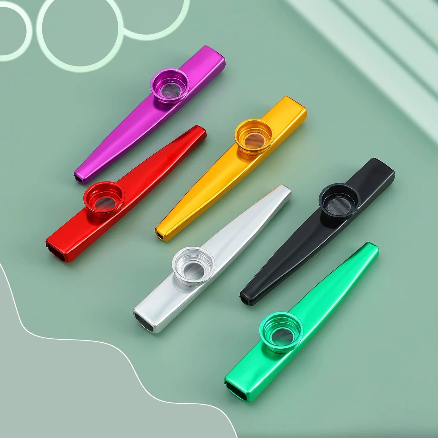 Fansjoy Lot de 6 Kazoo Metal, Instrument en Alliage d'Aluminium avec 12 Membranes de Flûte