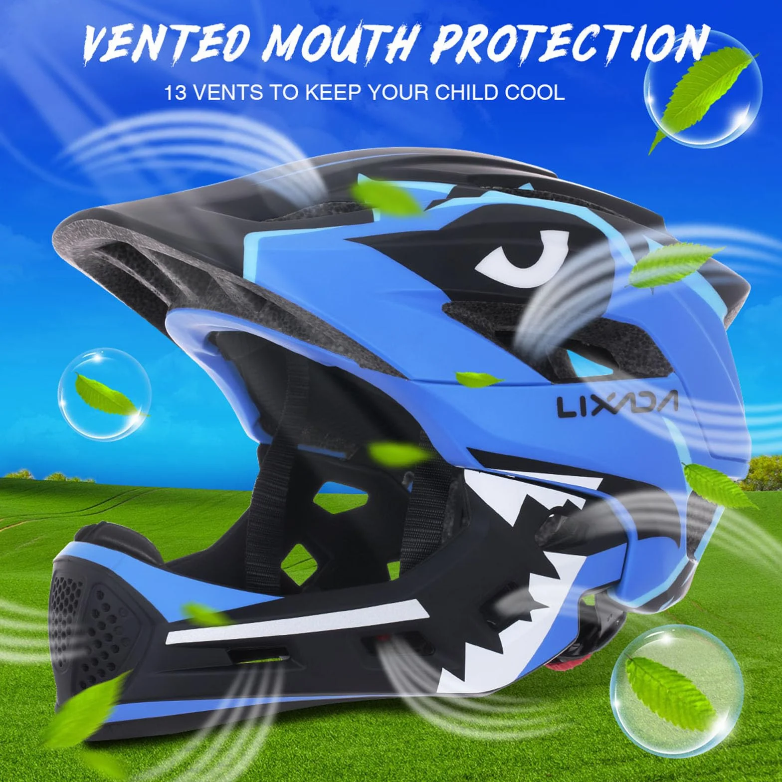 Lixada Casque de vélo pour enfant, casque intégré avec mentonnière amovible, casque de protection pour le cyclisme, le skateboard, le patin à roulettes
