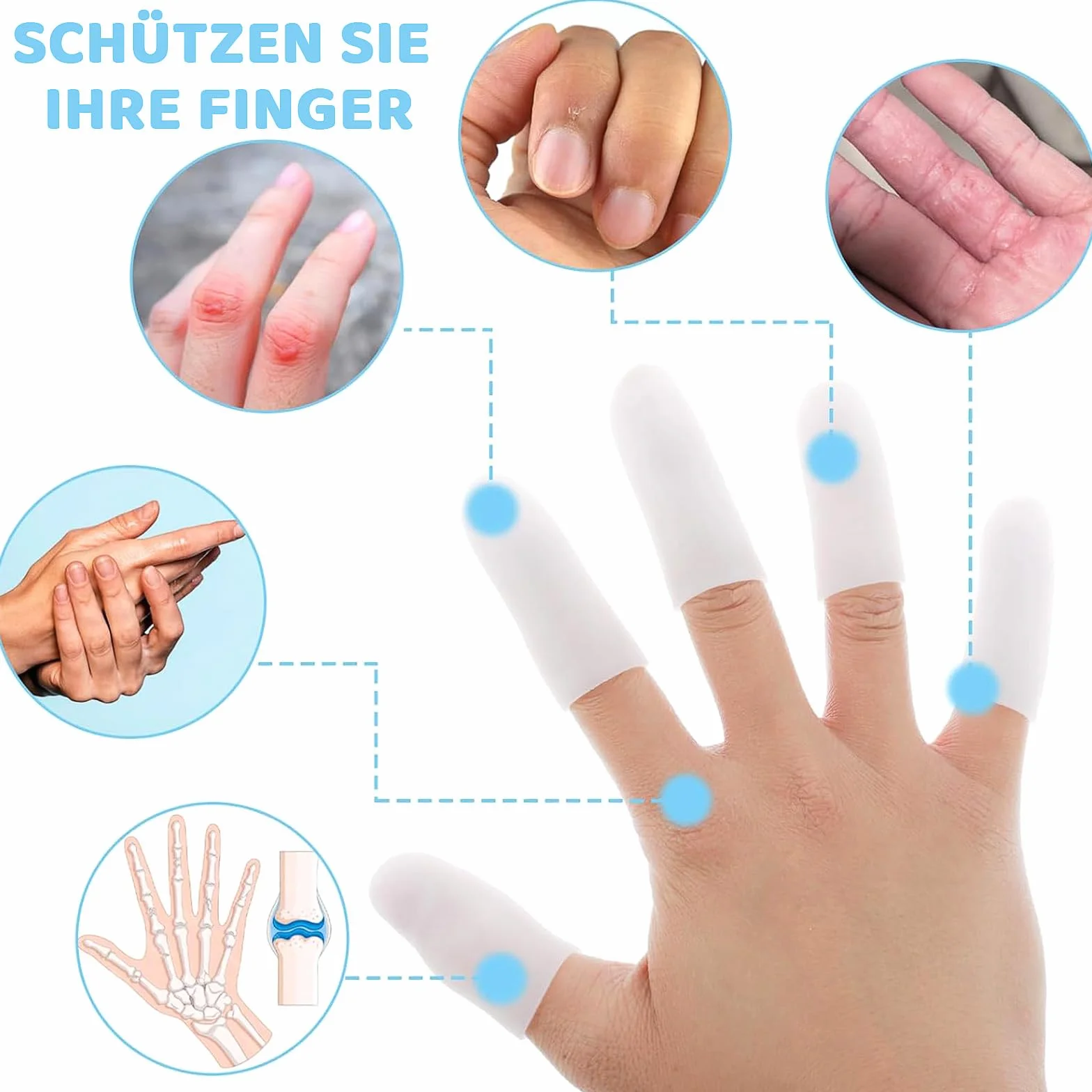 Protecteur de Doigt Silicone 20 Pièces Manchons de Soutien du Pouce pour Tricot