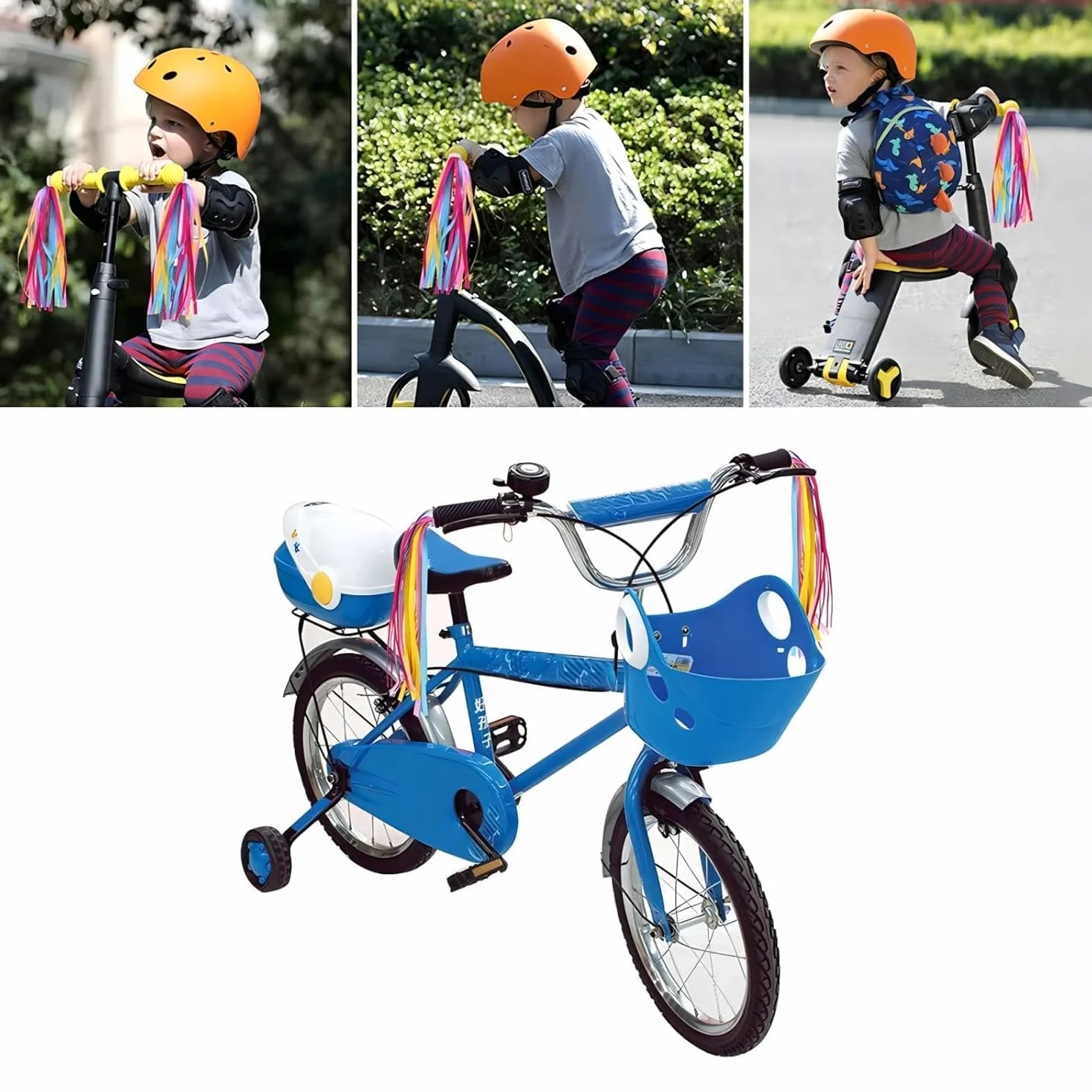 Rubans arc-en-ciel pour vélo enfants filles garçons trottinette accessoires