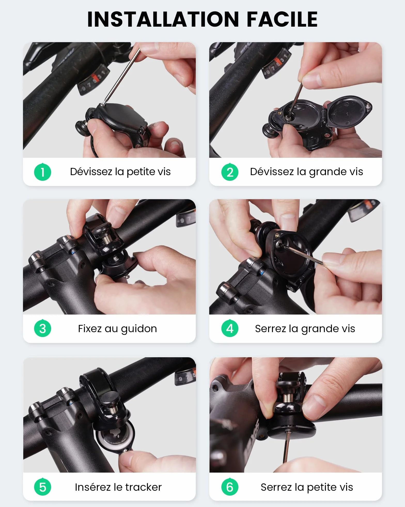 RAVEMEN Q2 Sonnette de Vélo Compatible AirTag 110 DB Antivol Support Guidon 22,2-31,8 mm