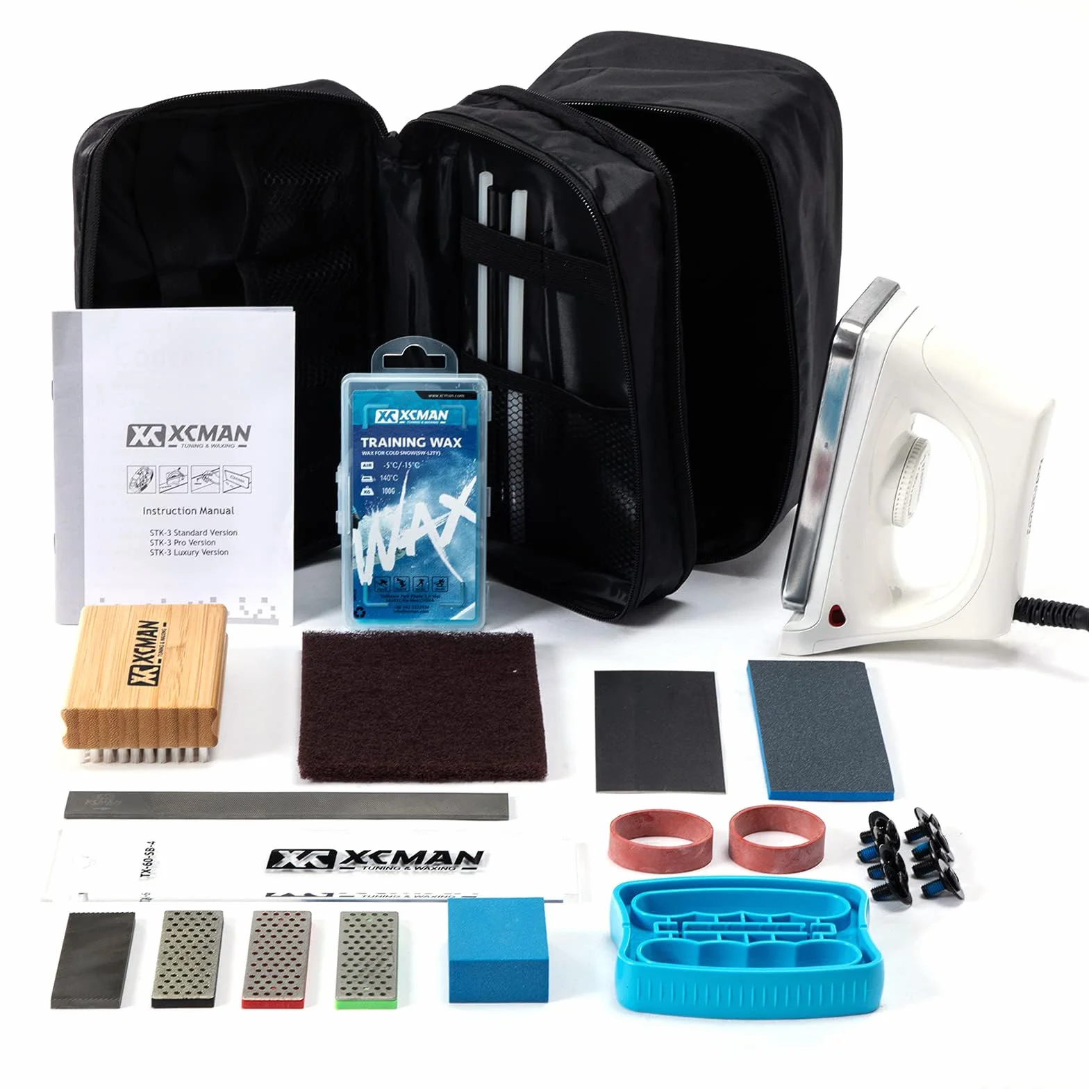 XCMAN Kit de ski et snowboard avec fer à repasser en cire, cire, tuner de bords, PTEX