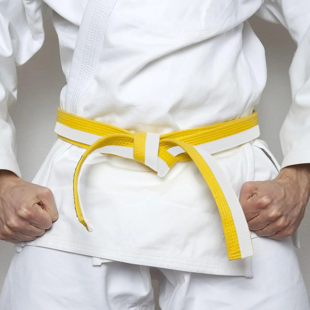 Ceintures d'Arts Martiaux Blanc et Jaune Judo Taekwondo Karaté 160cm