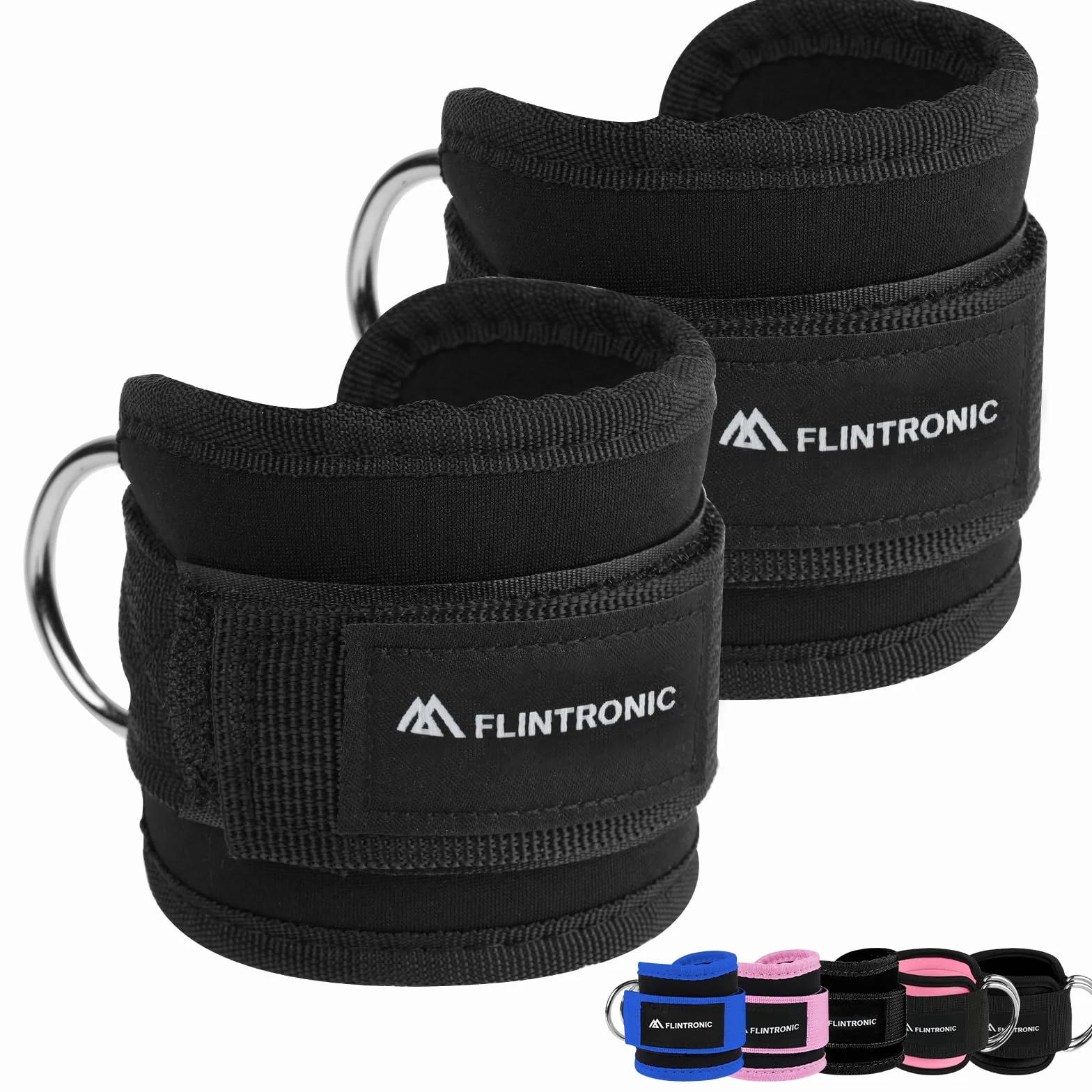 flintronic Sangle Cheville Musculation Poulie, Sangle de Cheville Réglable Gymnastique, Sangles Musculation avec Double Anneau D