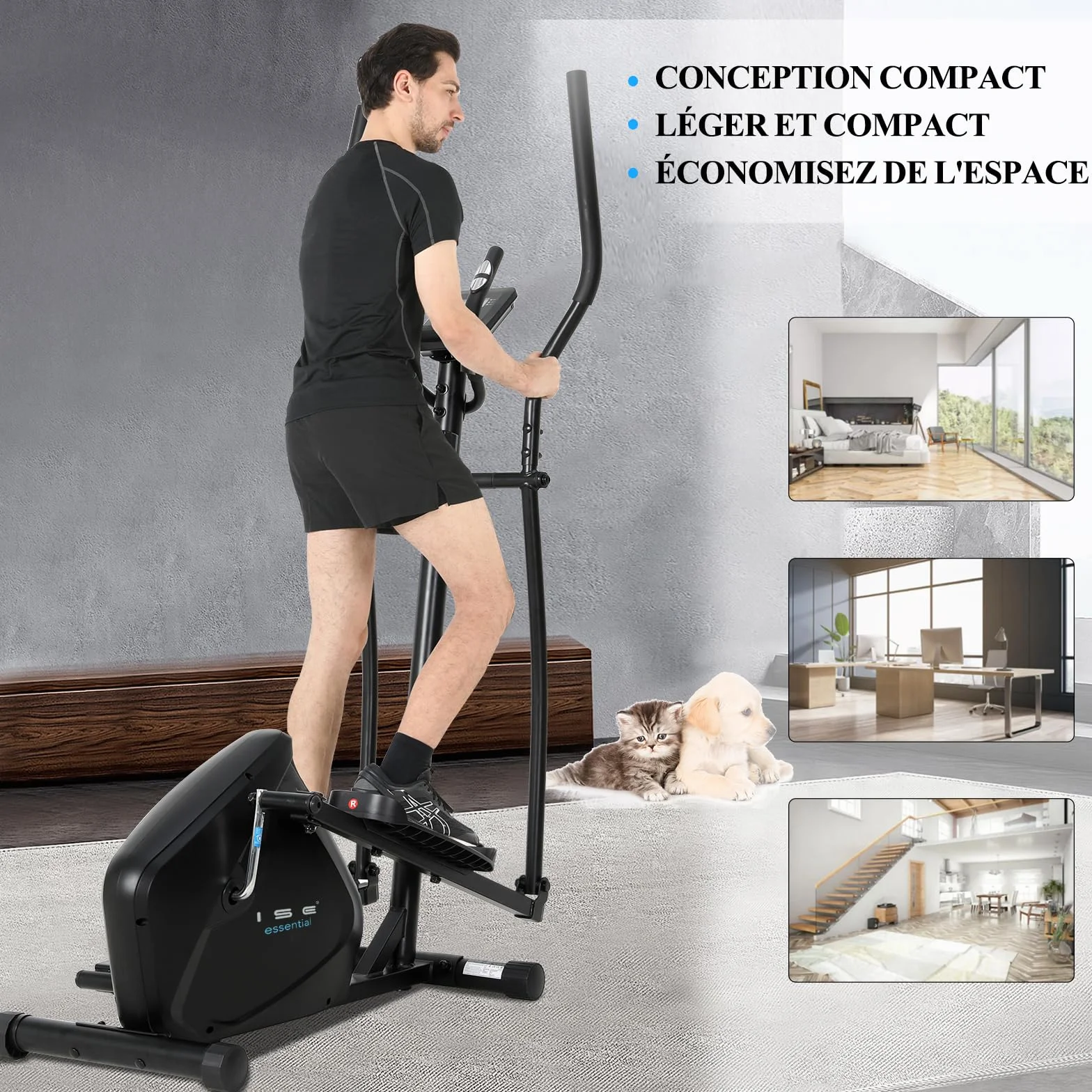 ISE Velo Elliptique d'Appartement Magnétique 8 Niveaux Résistance avec Poids d'Inertie 8KG