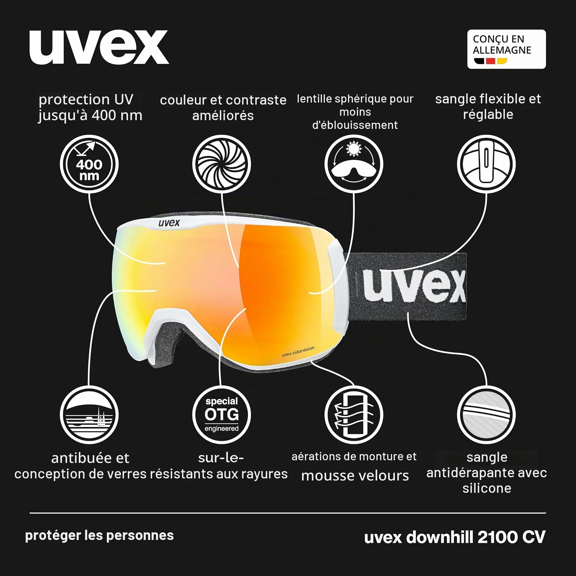Uvex Downhill 2100 Cv lunettes de ski Mixte (lot de 1)