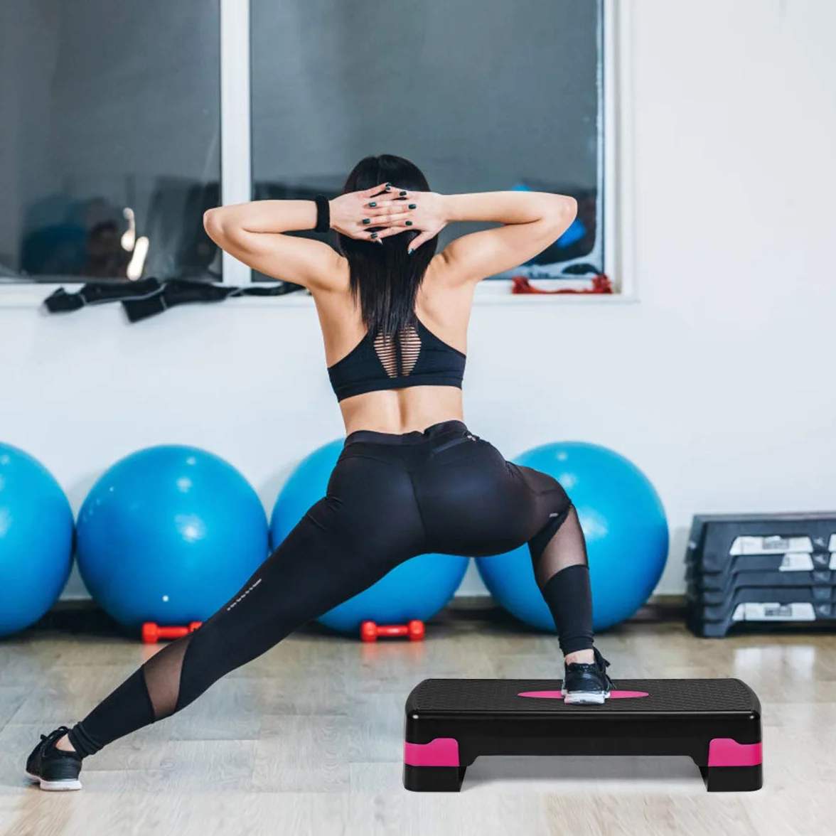 COSTWAY Aérobic Step Fitness Réglable 2 Niveaux 10/15CM Antidérapant 250KG