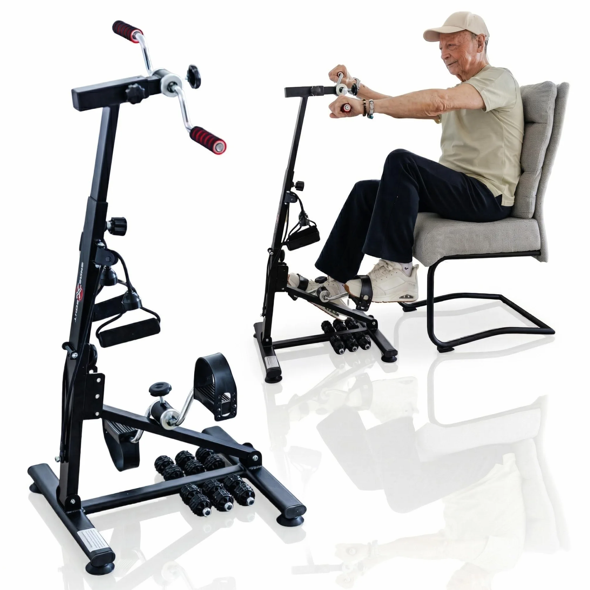 Mini vélo Appartement 2 en 1 Bras et Jambes avec Résistance Réglable – Pédalier Bureau pour Exercice Maison